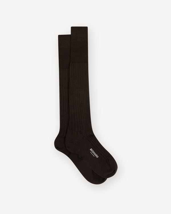 Dark Brown Wool Knee High Socks