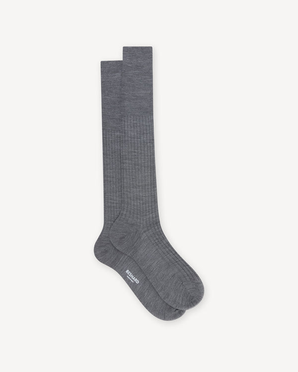 Grey Wool Knee High Socks by Bresciani