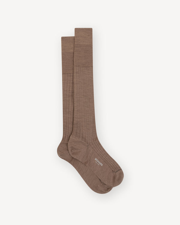 Light Brown Wool Knee High Socks