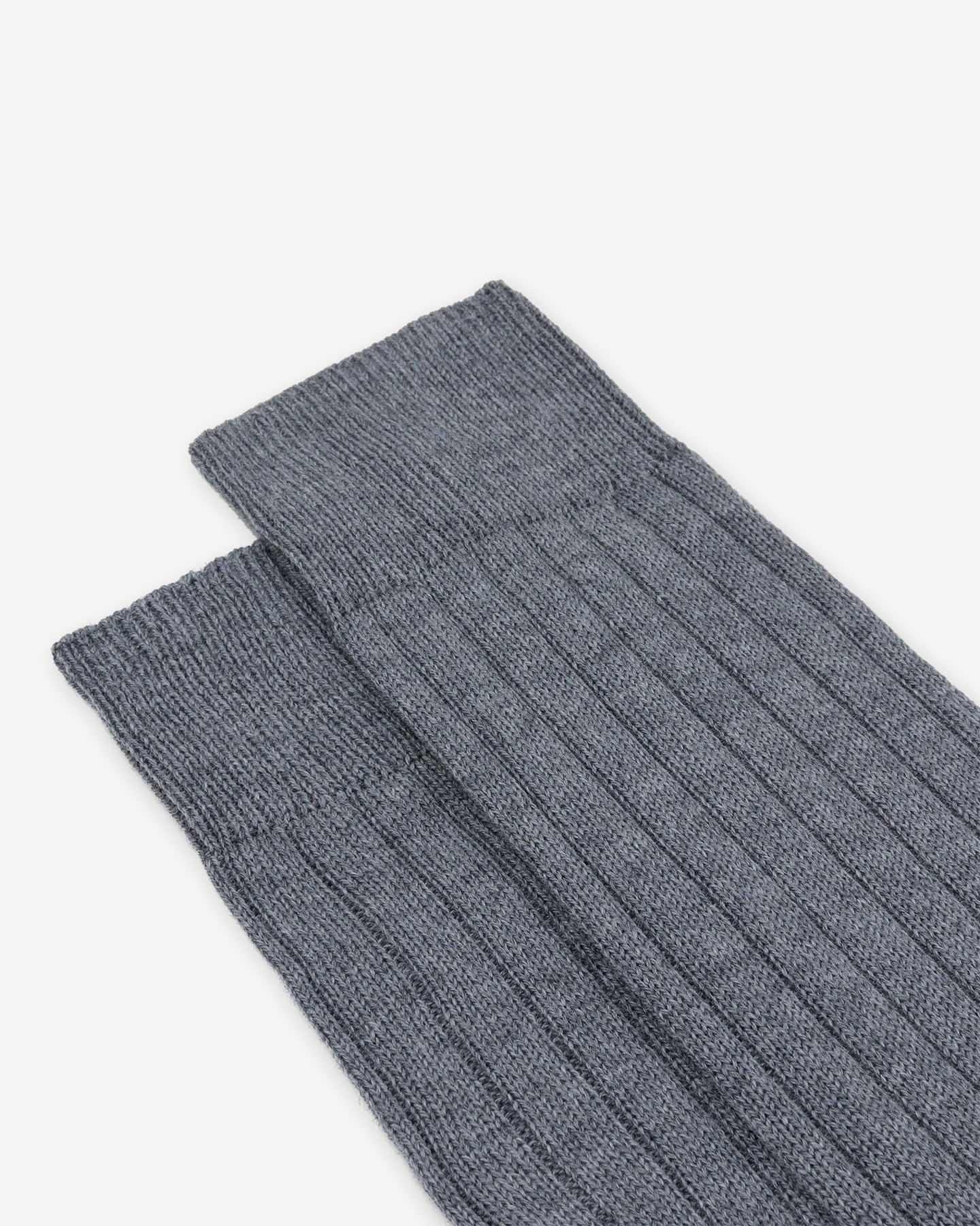 Light grey wide rib socks made from Australian merino wool