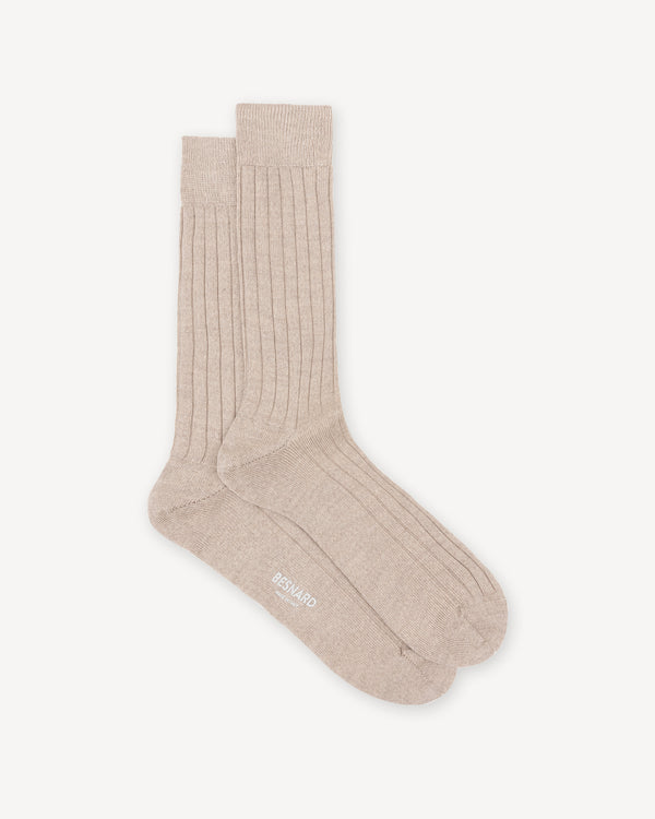 Light Brown Wide Rib Wool Socks by Bresciani
