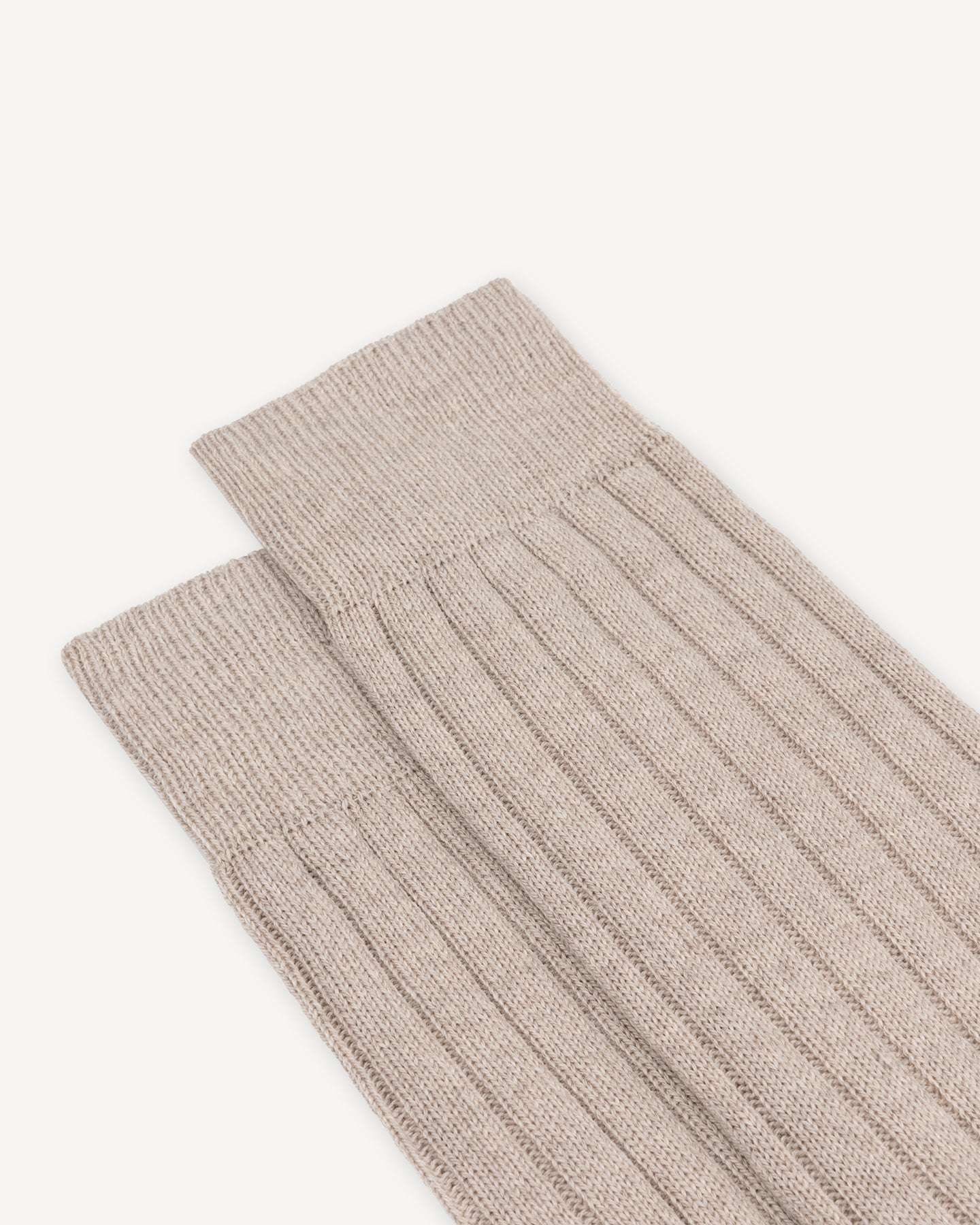 Light brown wide rib socks made from Australian merino wool