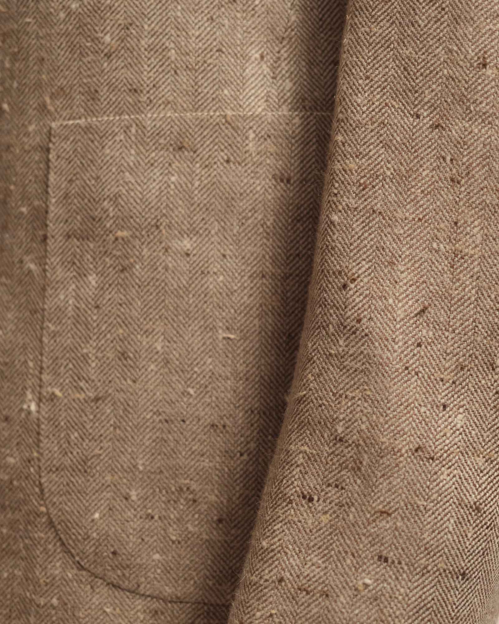 Beige Herringbone Silk Linen Sport Coat