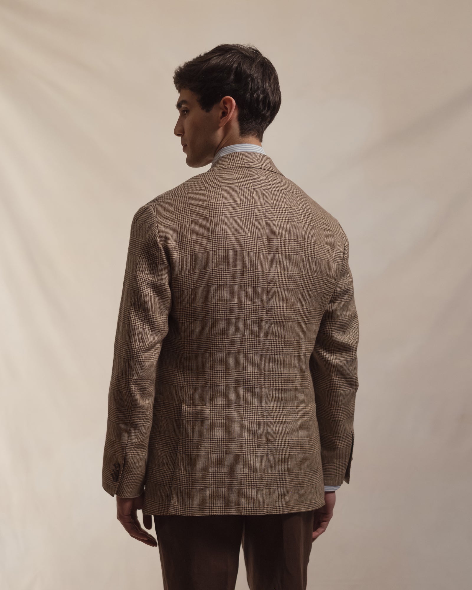 Brown Prince of Wales Linen Sport Coat