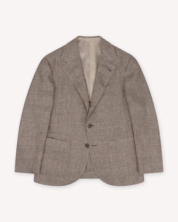 Sport Coat Brown Prince of Wales Linen