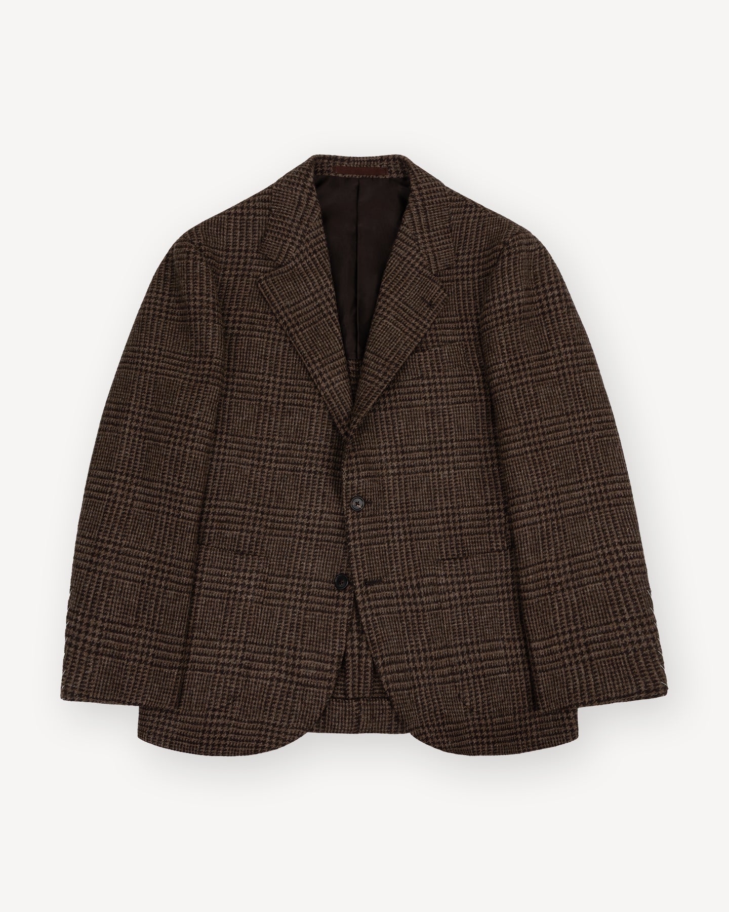 【初期タグ】80's Y's glen check wool long coat Brown Black Glen Check Tweed Sport Coat | Made in Italy | Besnard