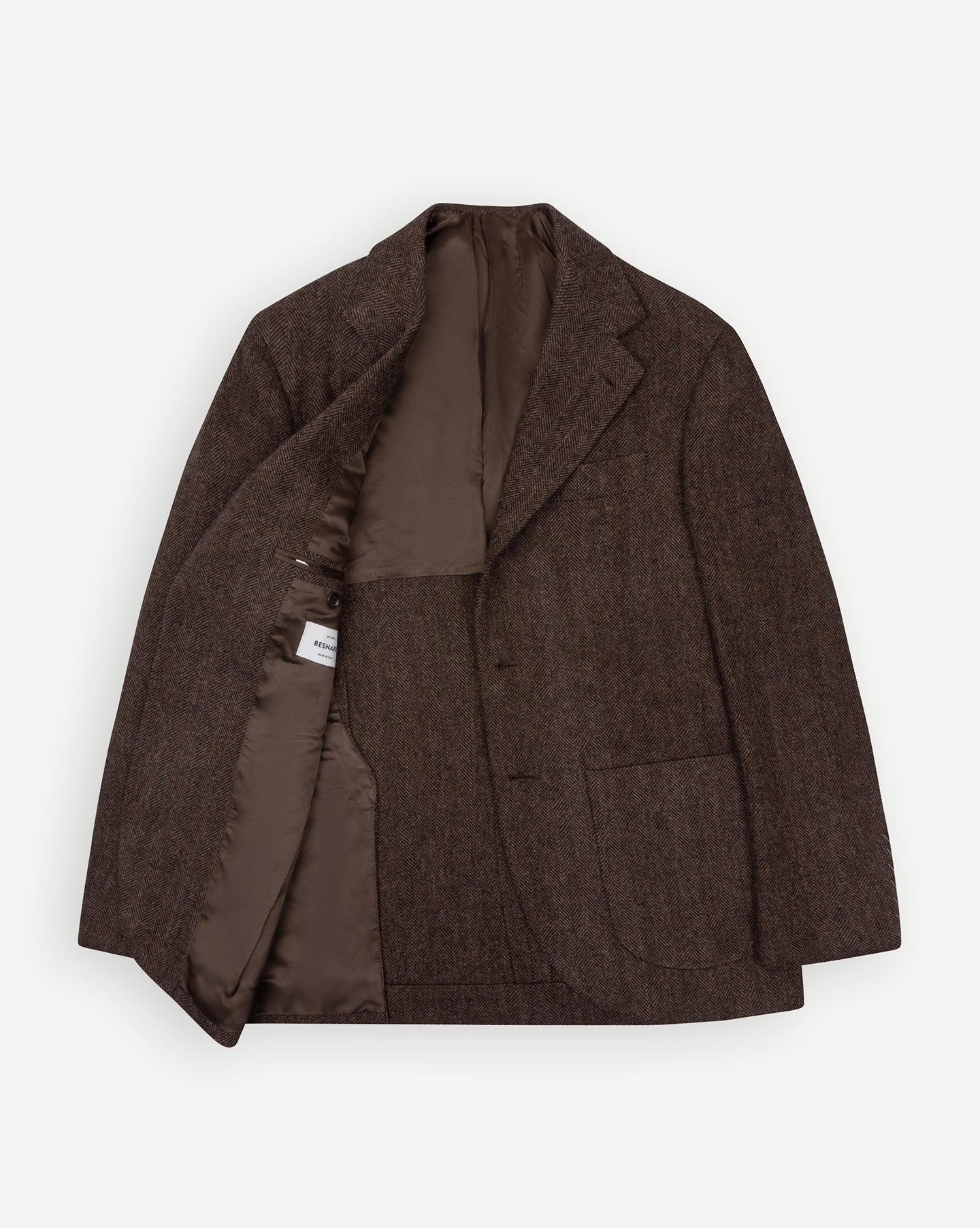 Brown half-lined Herringbone Tweed Sport Coat