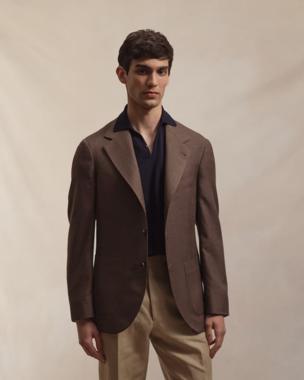 Dark Brown Wool Silk Linen Sport Coat | Made in Italy