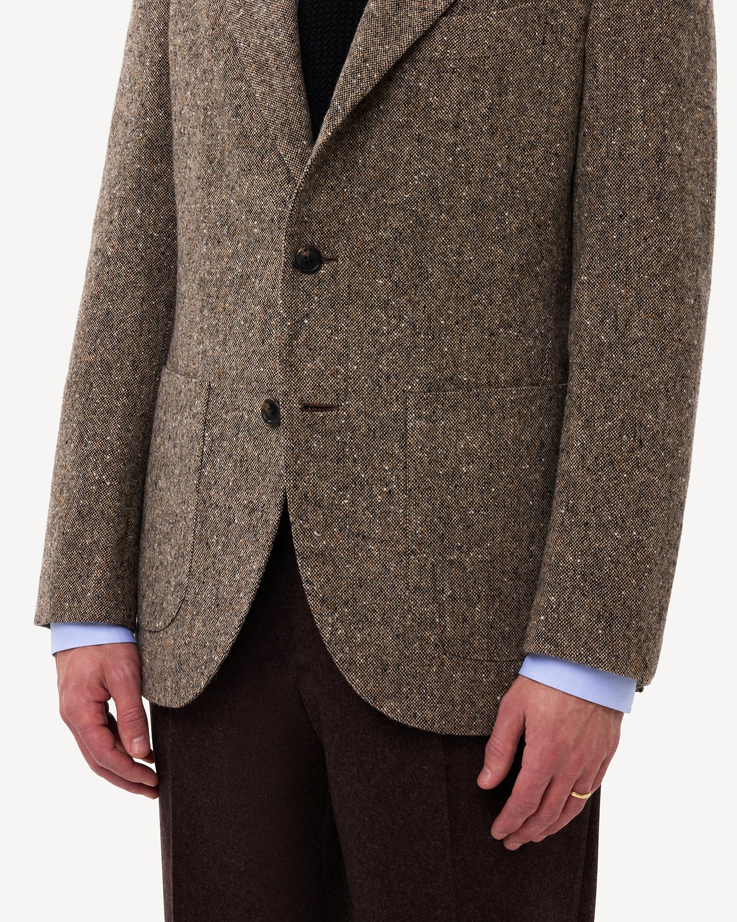 A Light Brown Donegal Tweed Sport Coat with patch pockets