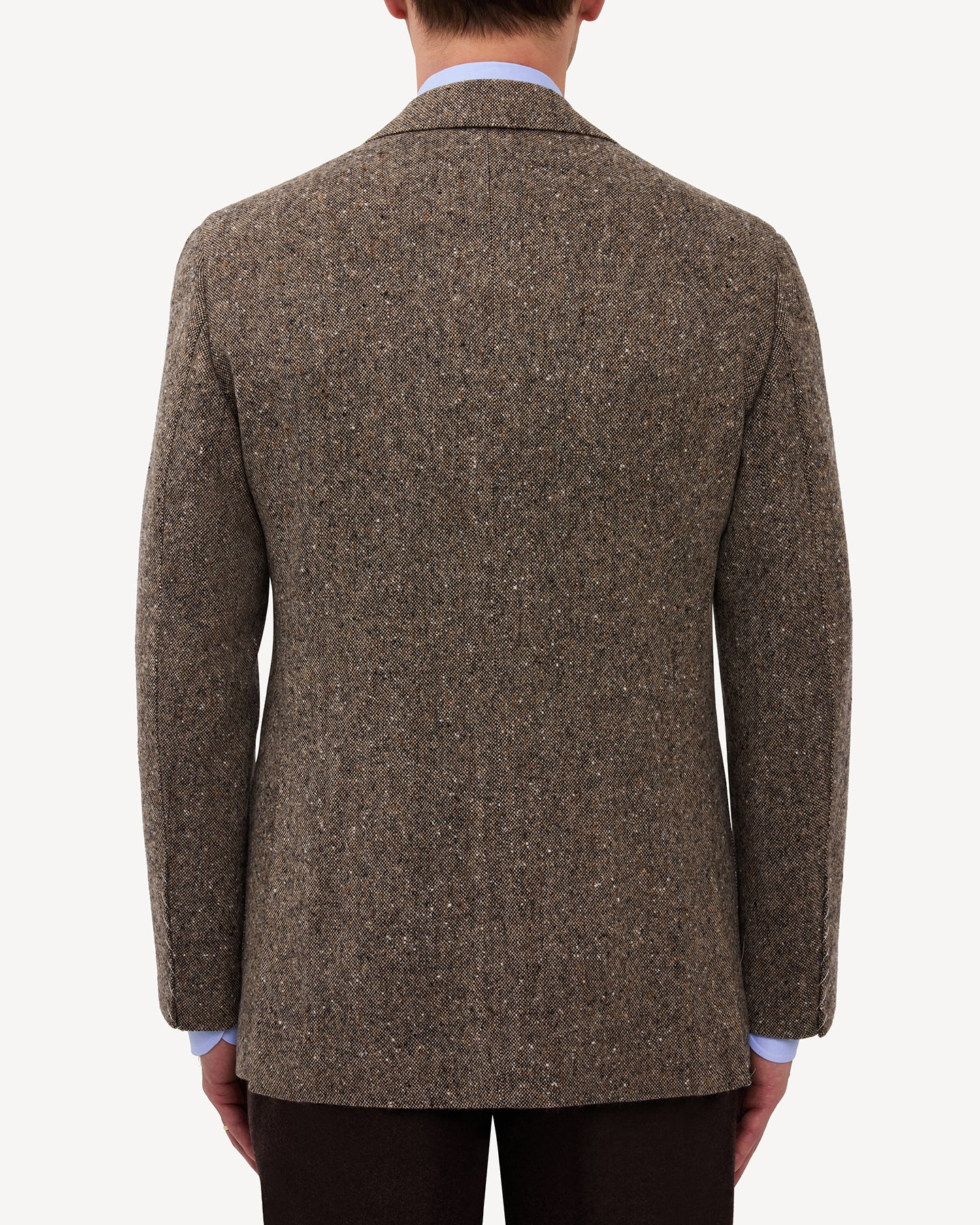 Man wearing a Light Brown Donegal Tweed Sport Coat with side vents 