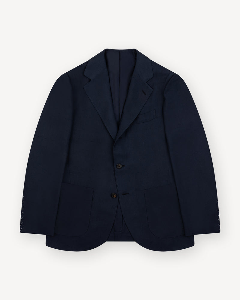 Navy Dupioni Silk Sport Coat