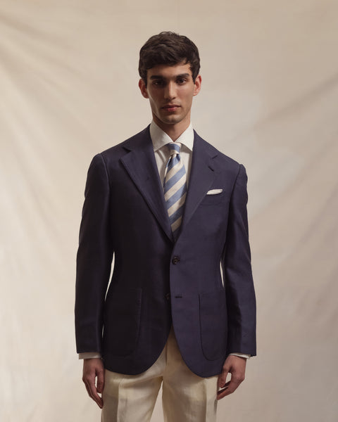Navy Dupioni Silk Sport Coat | Besnard