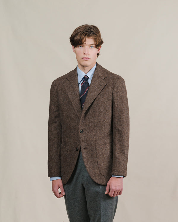 Brown Herringbone Tweed Sport Coat