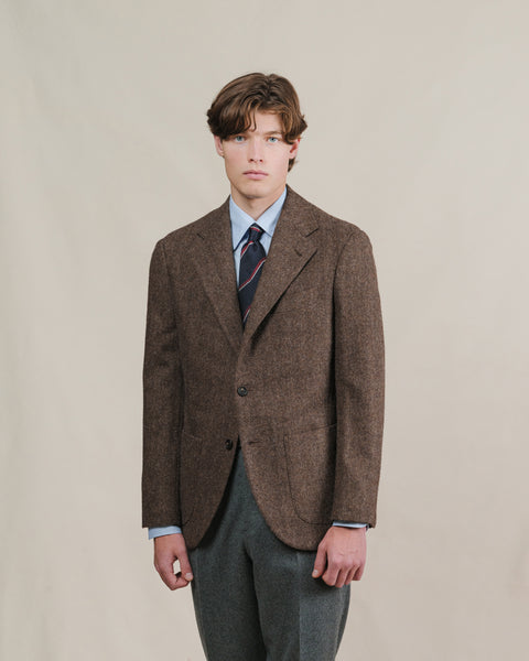 Brown Herringbone Tweed Sport Coat | Made in Italy | Besnard