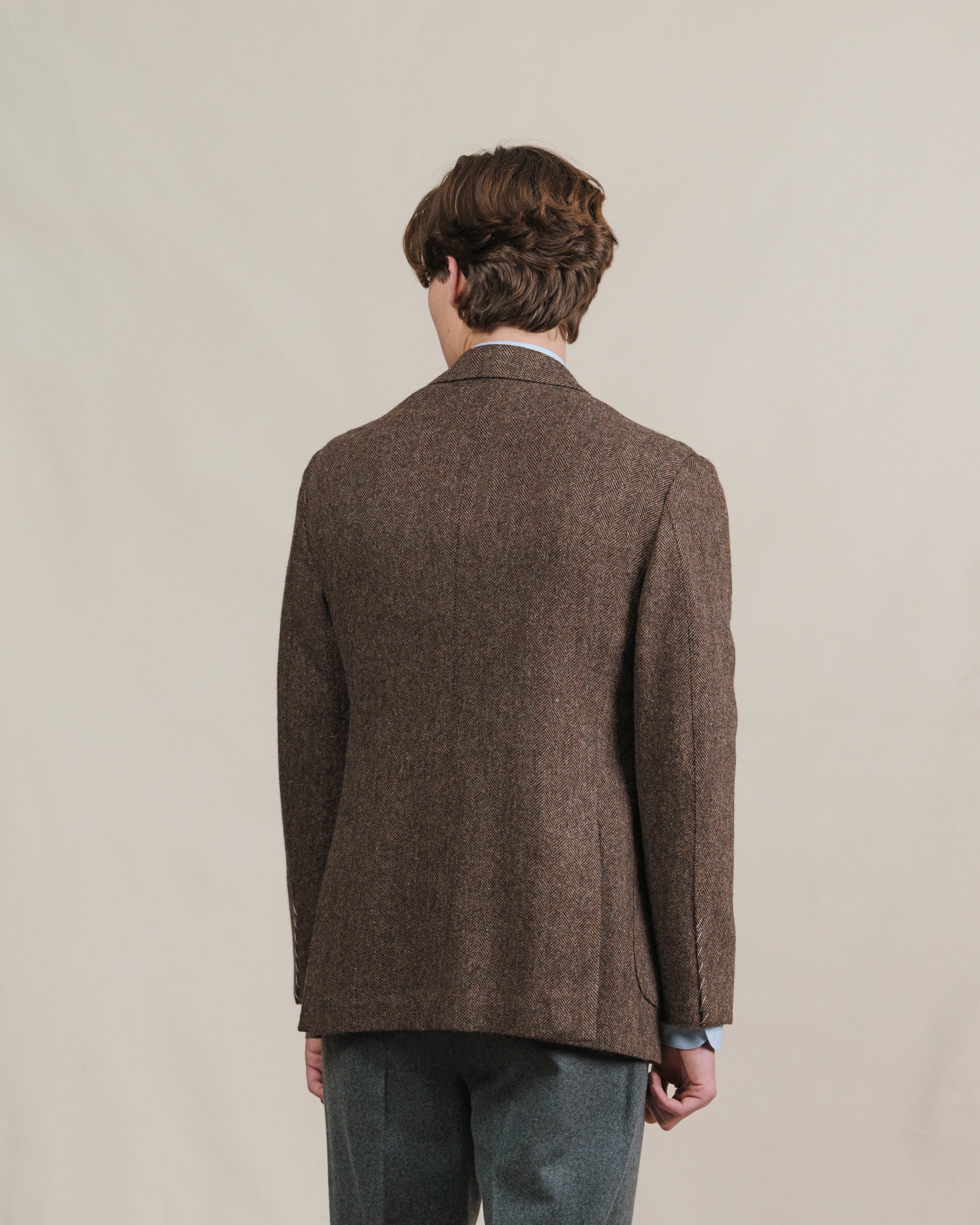 Brown Herringbone Tweed Sport Coat