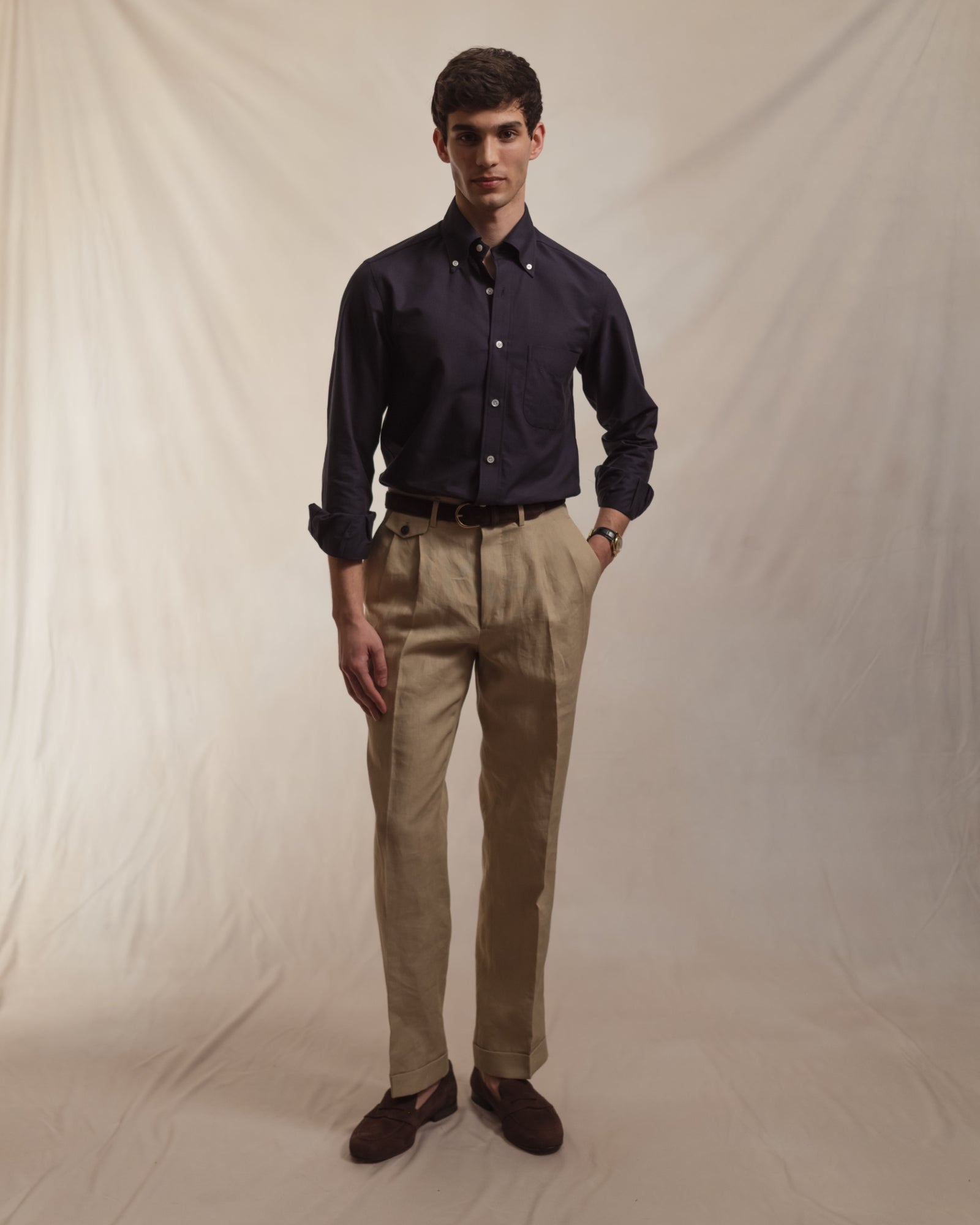 Navy Oxford Cloth Button Down Shirt