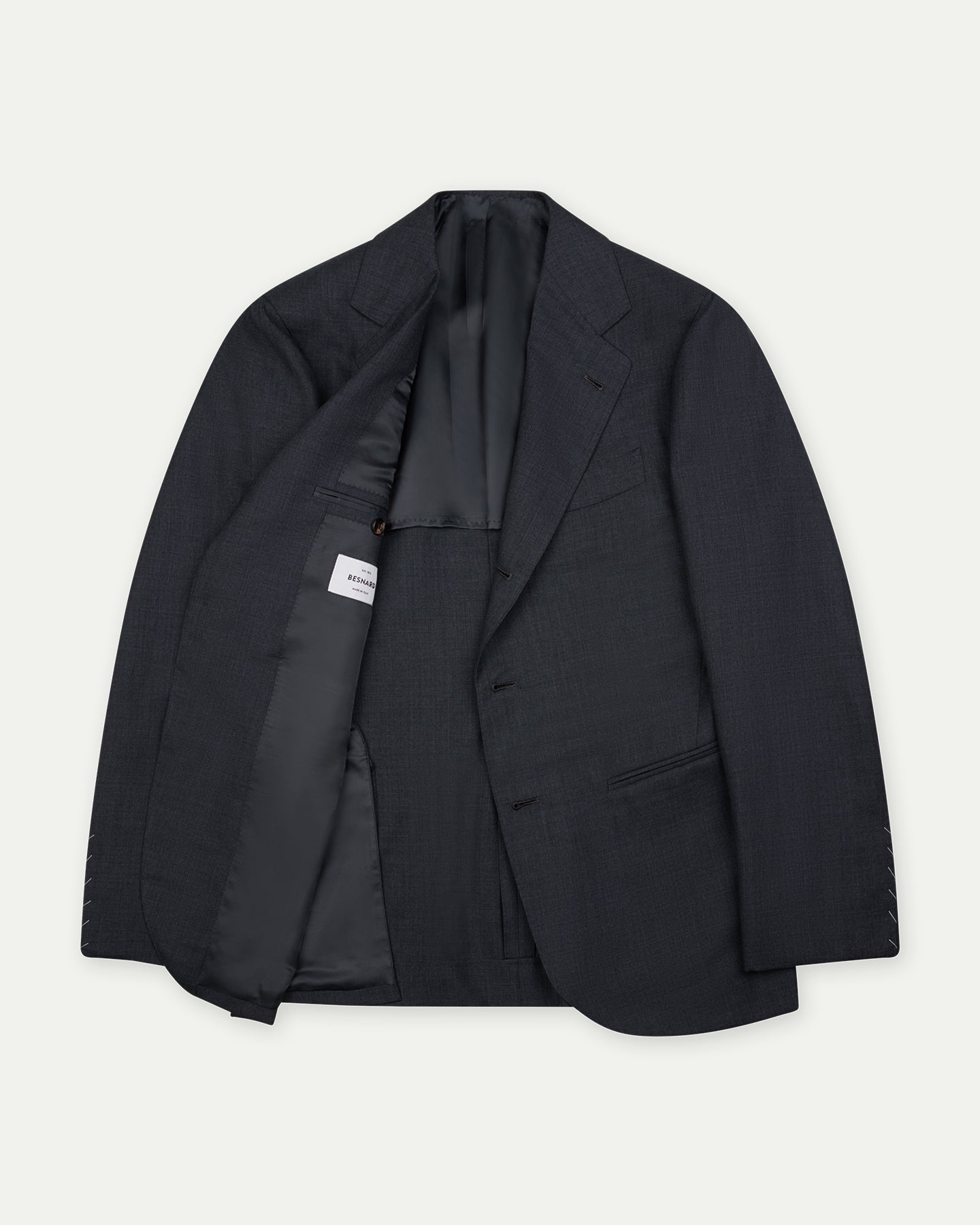 Made-To-Order Mid Grey Sharkskin Suit Jacket | Besnard