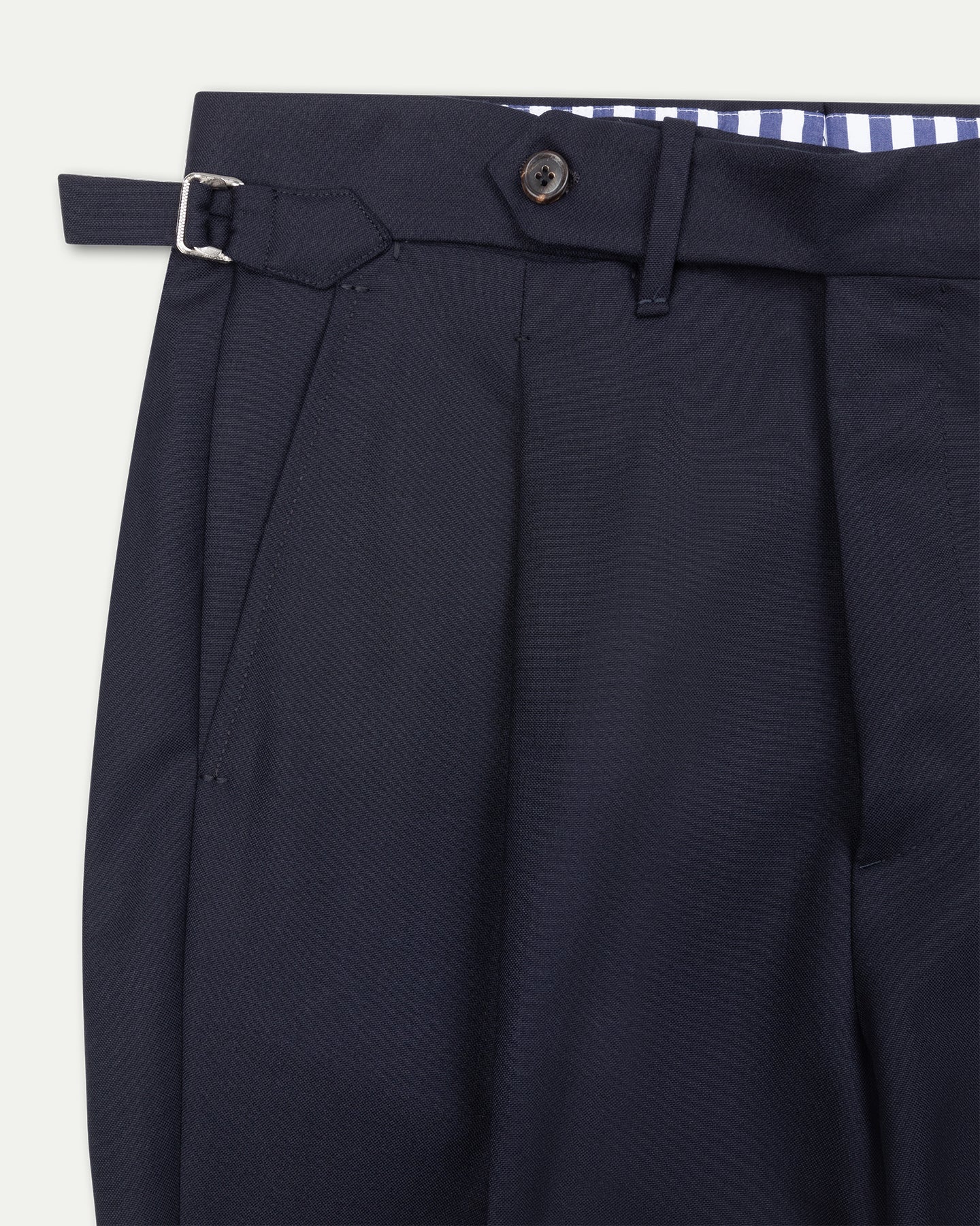 Made-To-Order Navy Hopsack Suit Trousers