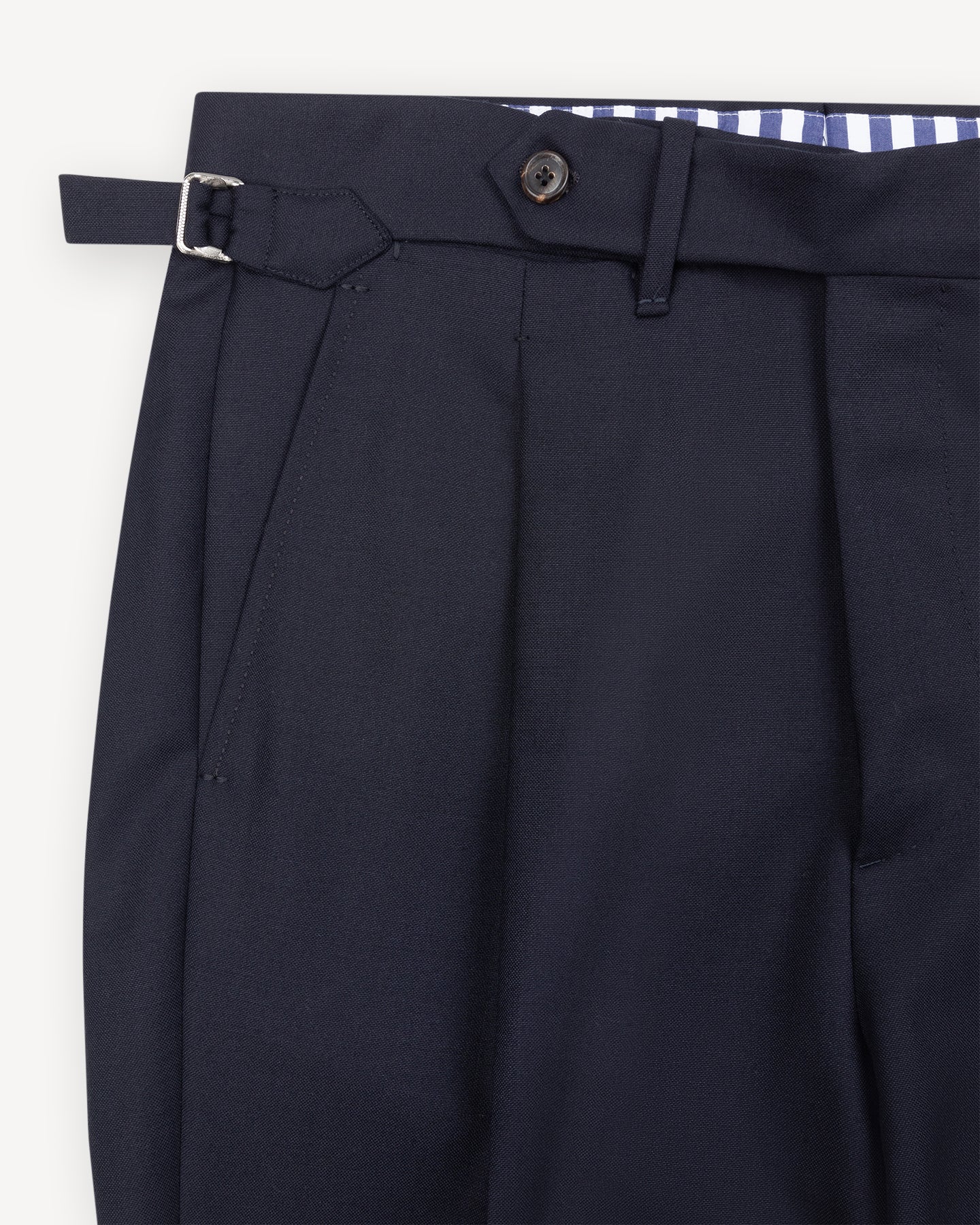 Navy Hopsack Suit Trousers with extended waistband