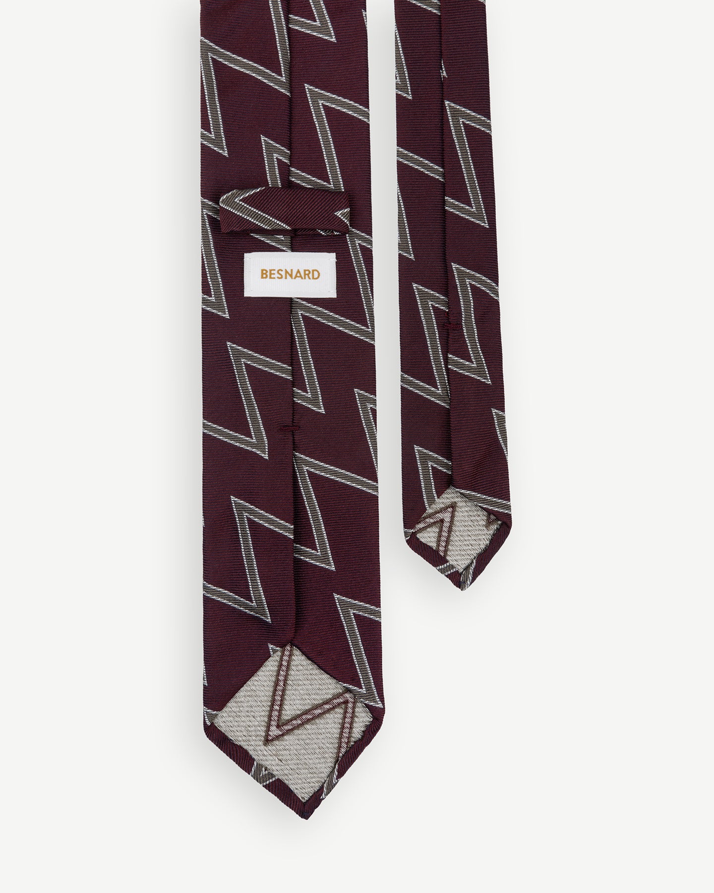 Burgundy Brown and White Royal Artillery Regimental Tie with hand-rolled edges