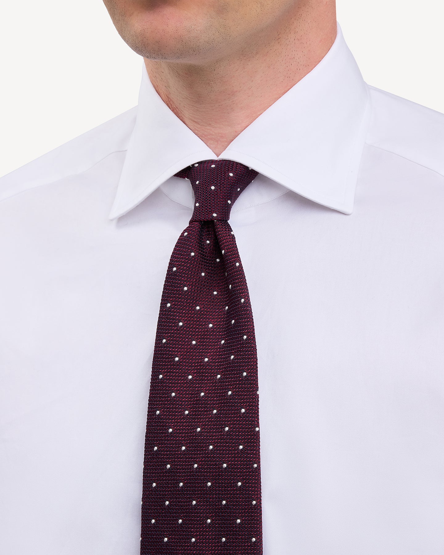 Burgundy White Small Polka Dot Grenadine Tie