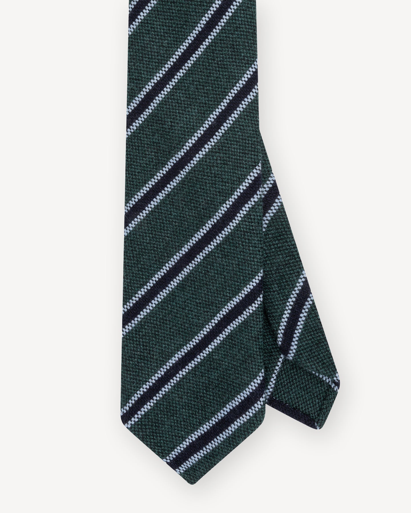 Green Navy Stripe Cashmere Wool Tie