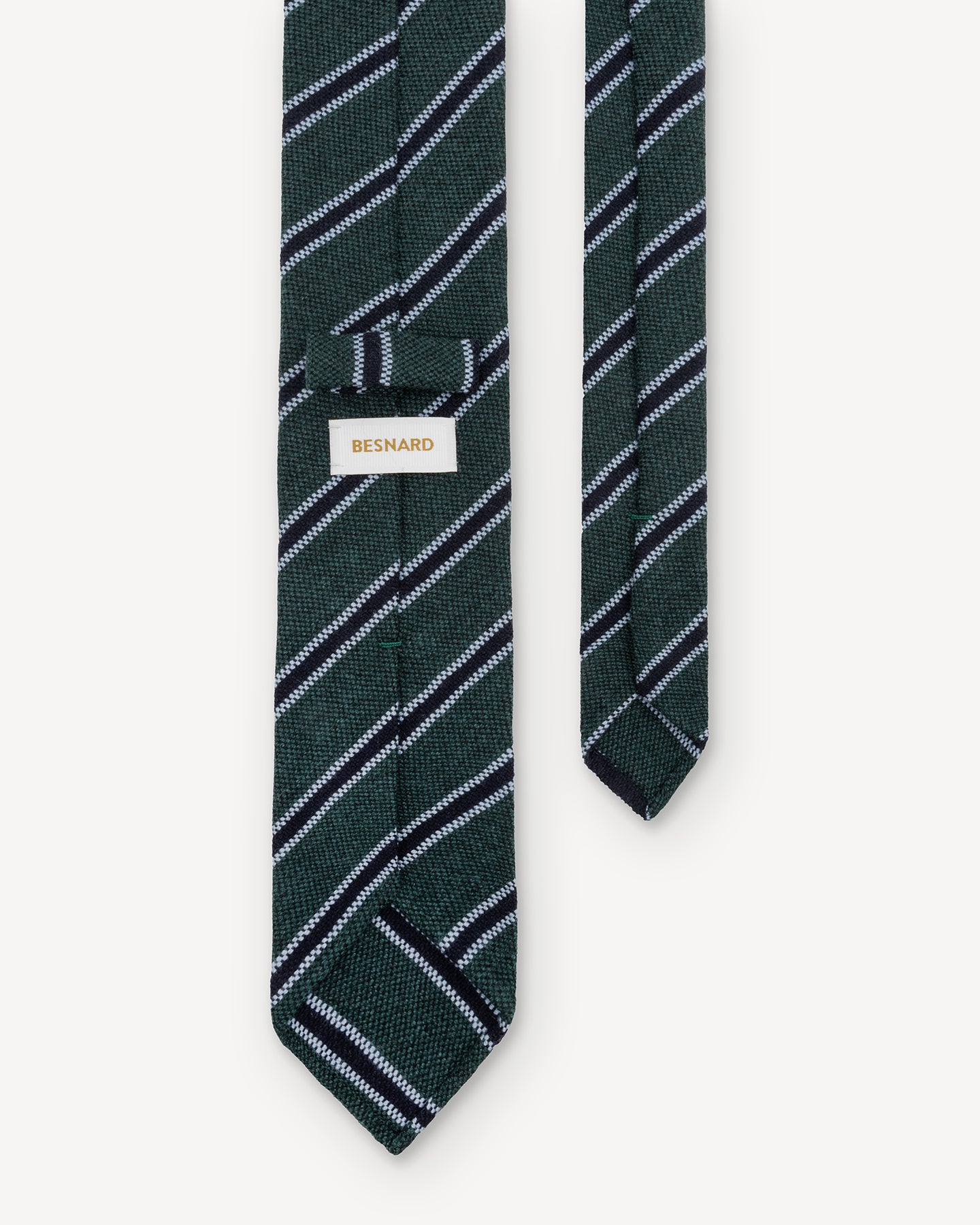 Green Navy Stripe Cashmere Wool Tie