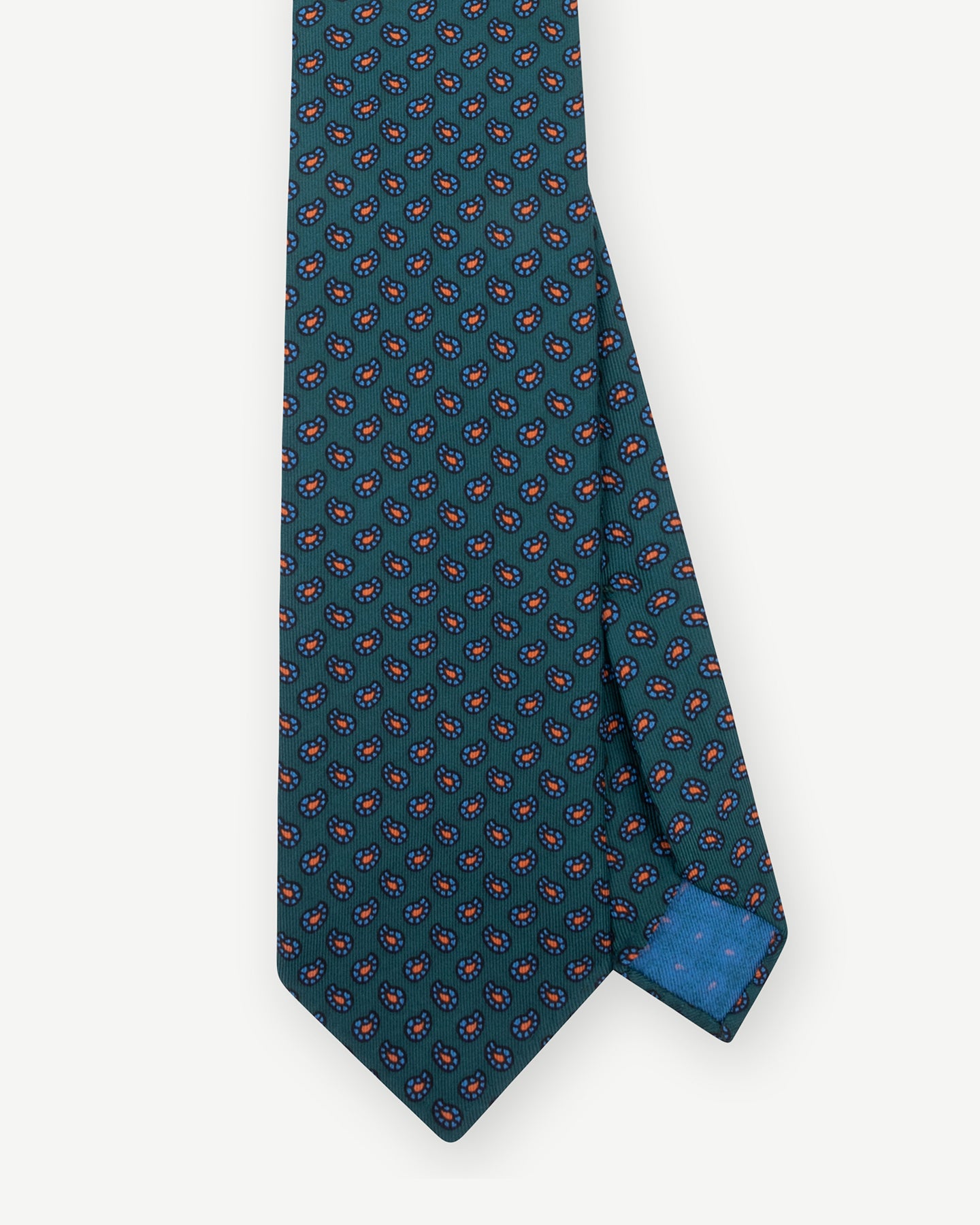 Green Ancient Madder tie with small paisley pattern