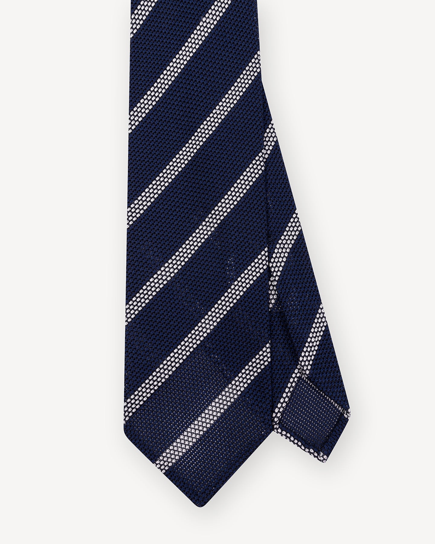 Navy White Stripe Garza Fina Grenadine Tie