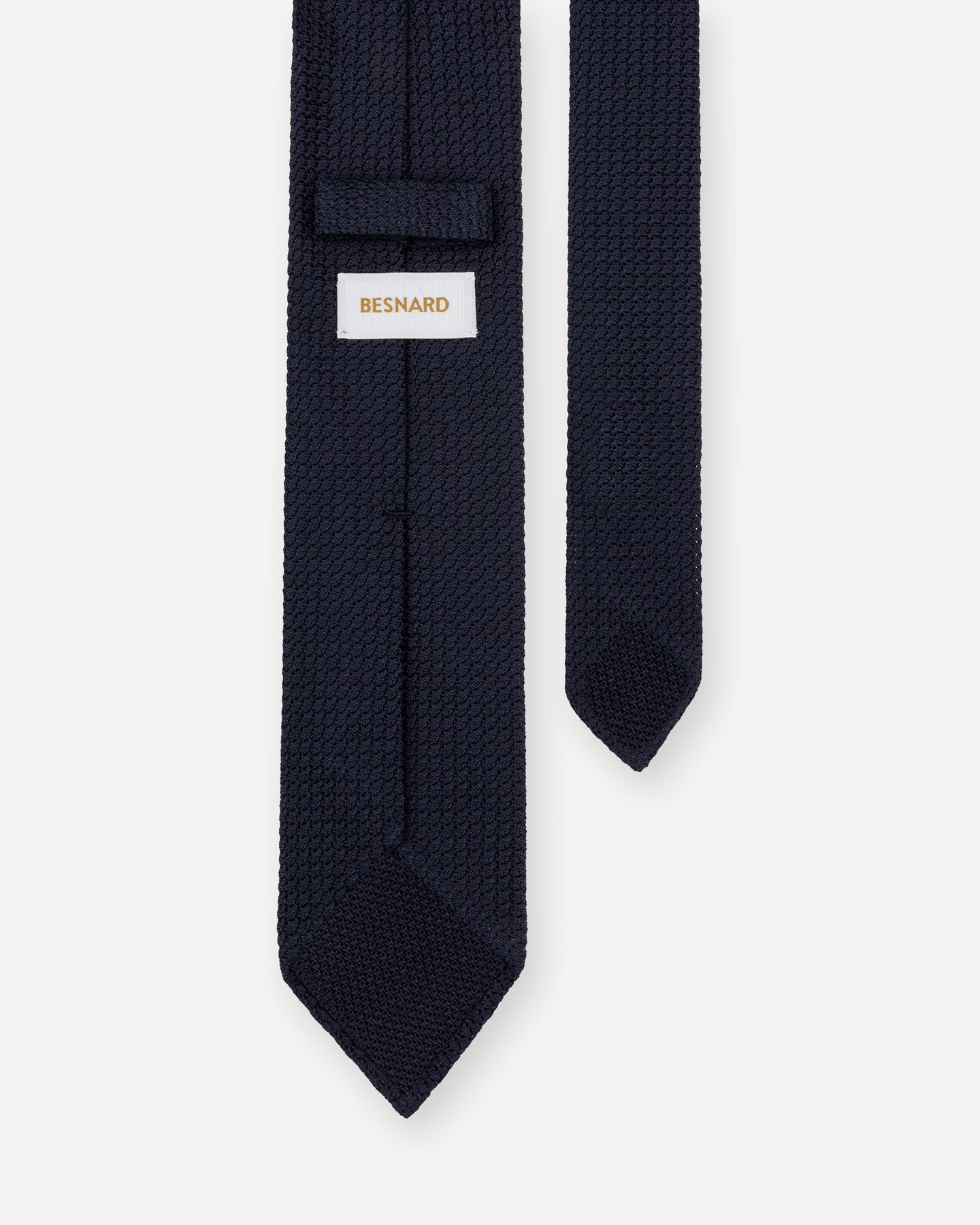 Navy garza grossa grenadine tie with hand rolled blades