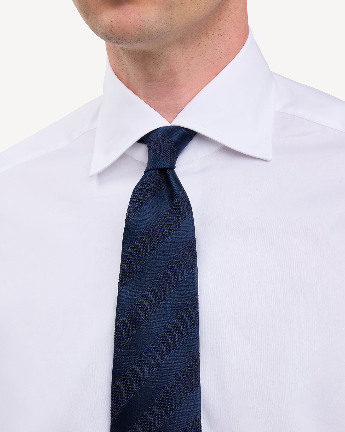 Navy Solid Stripe Satin Grenadine Tie