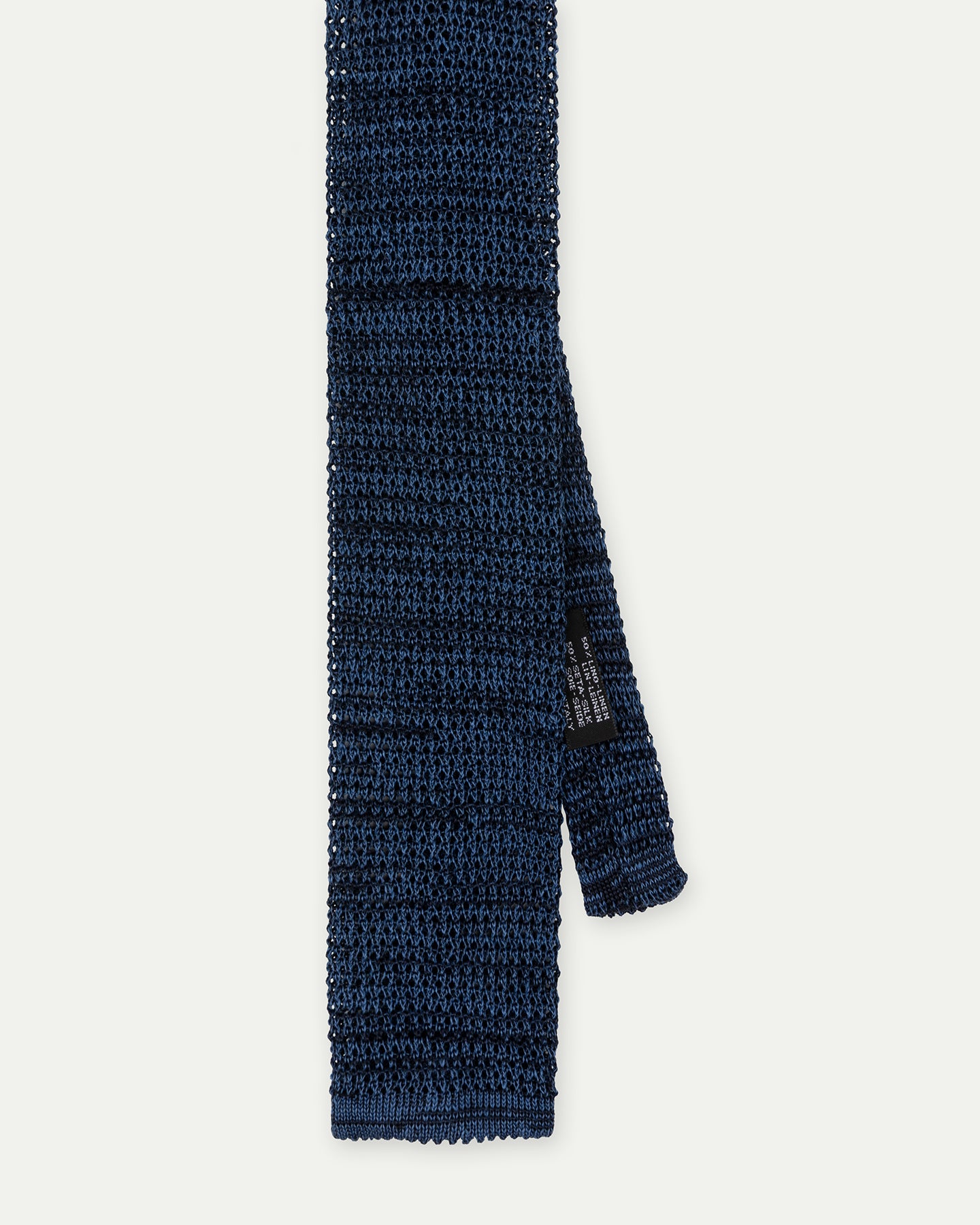 Dark Blue Melange Knitted Silk Linen Tie