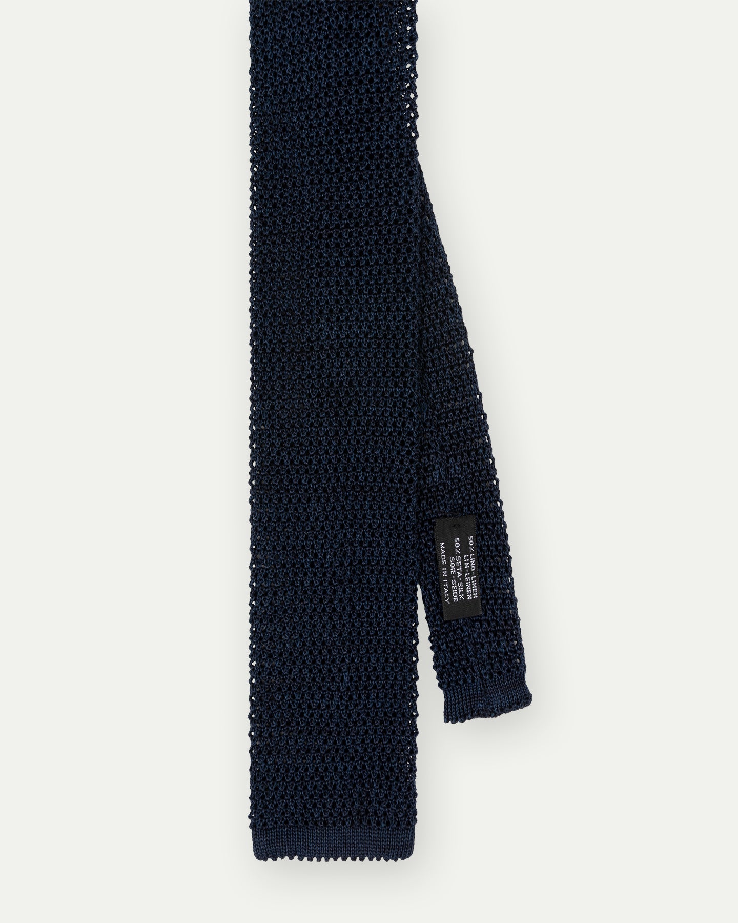 Navy Melange Knitted Silk Linen Tie