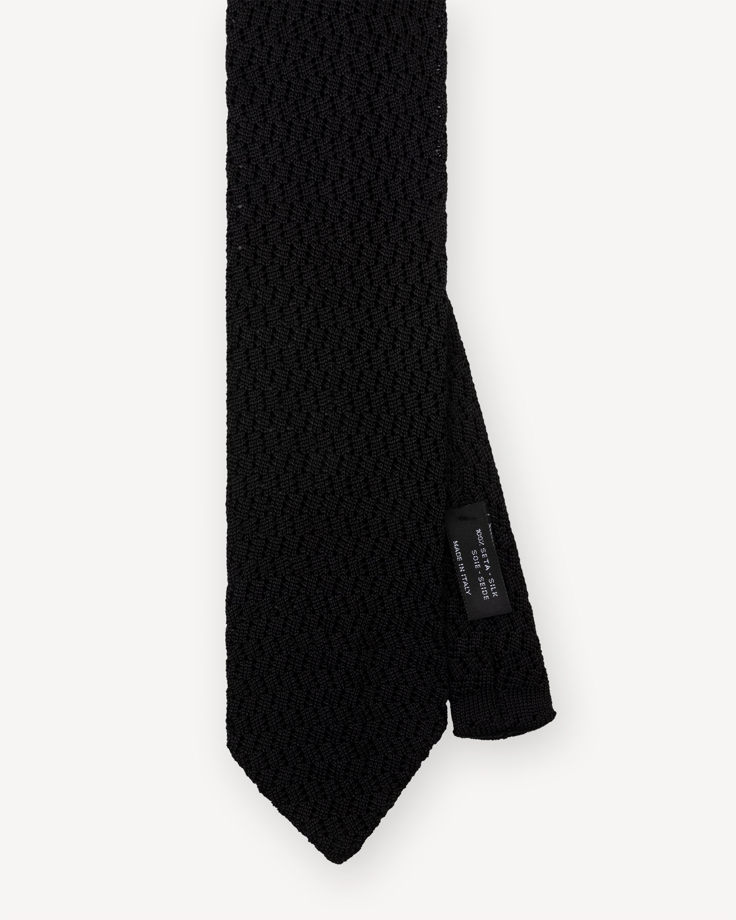 Black Zigzag Knitted Silk Tie