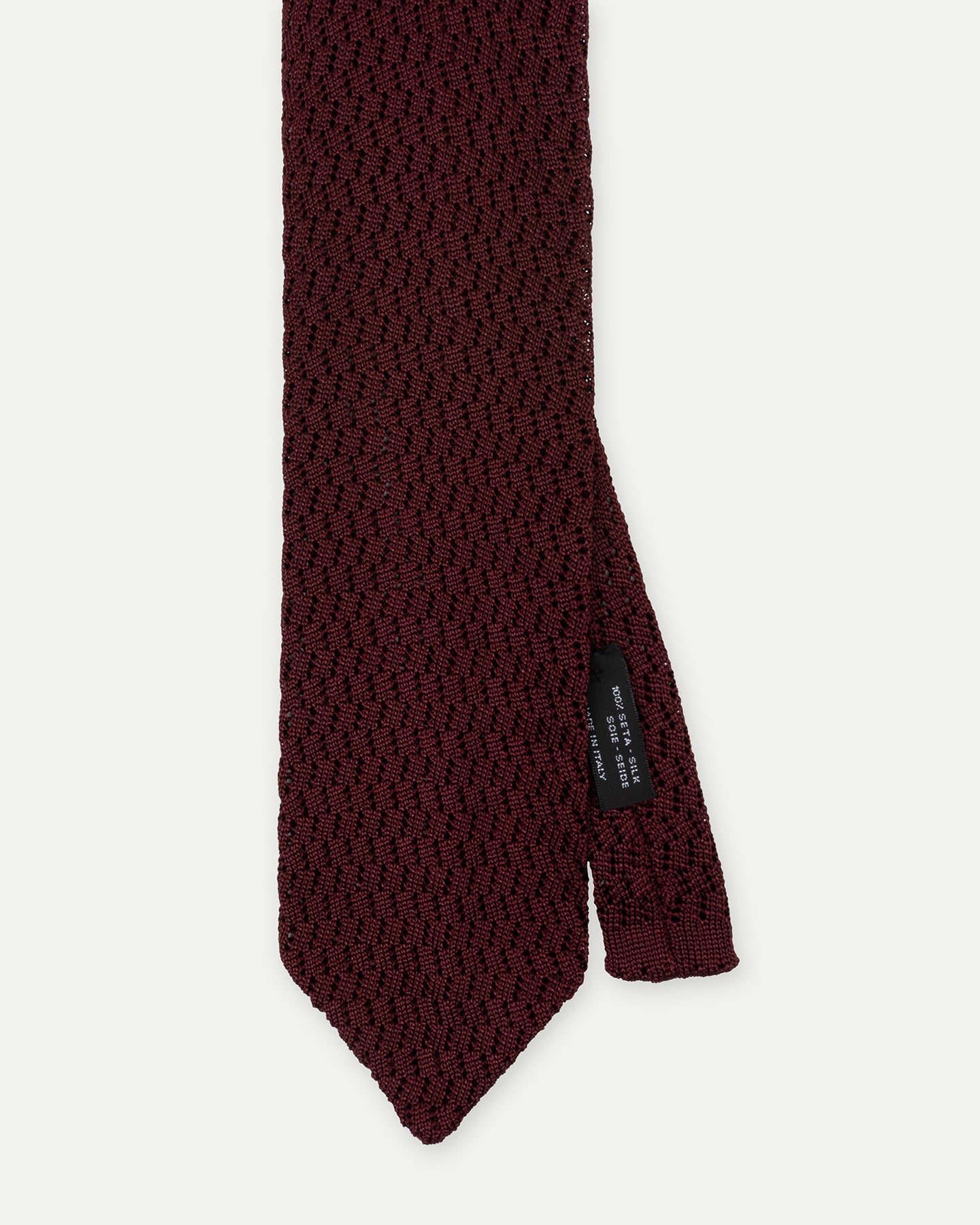 Burgundy Zigzag Knitted Silk Tie