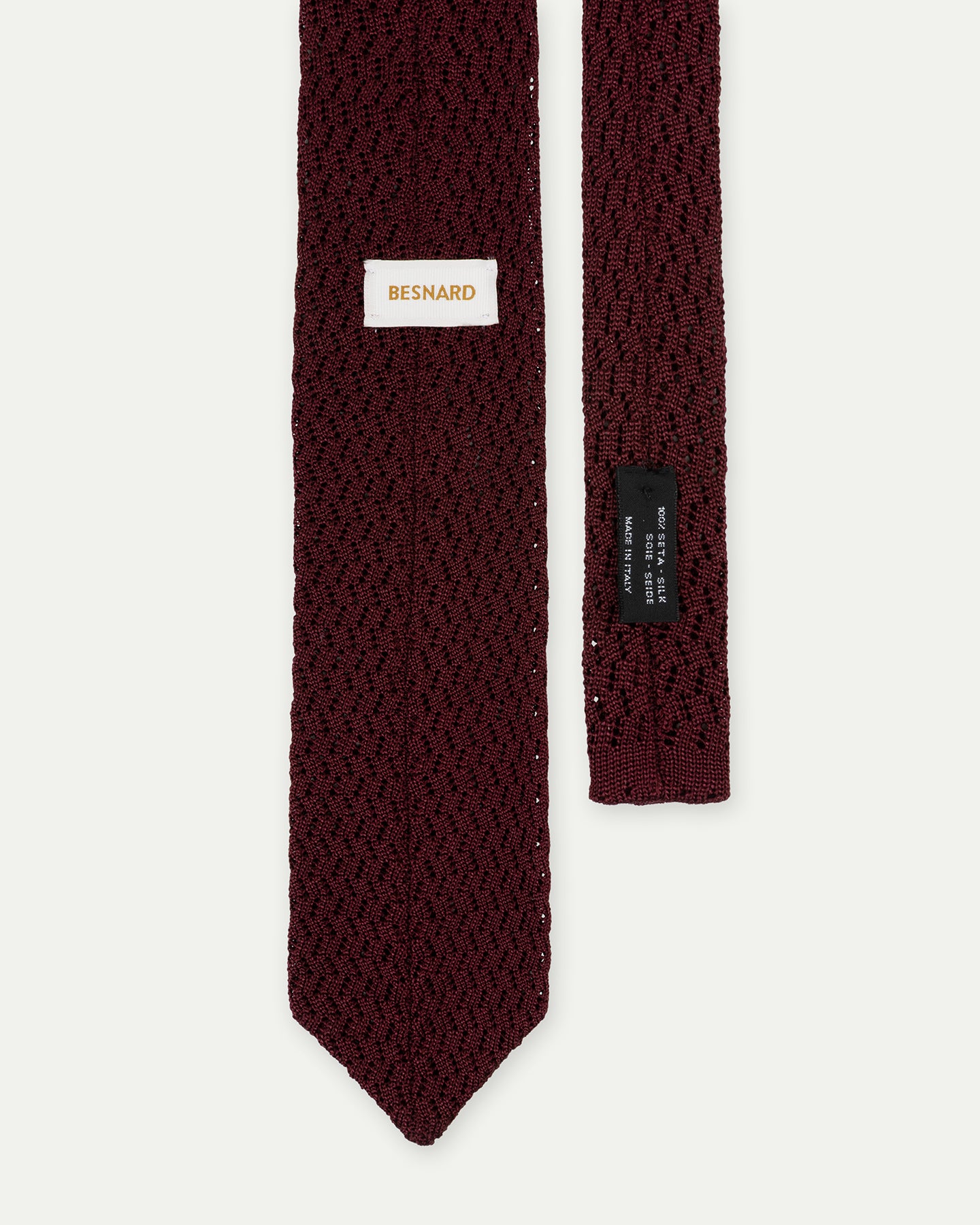 Burgundy Zigzag Knitted Silk Tie