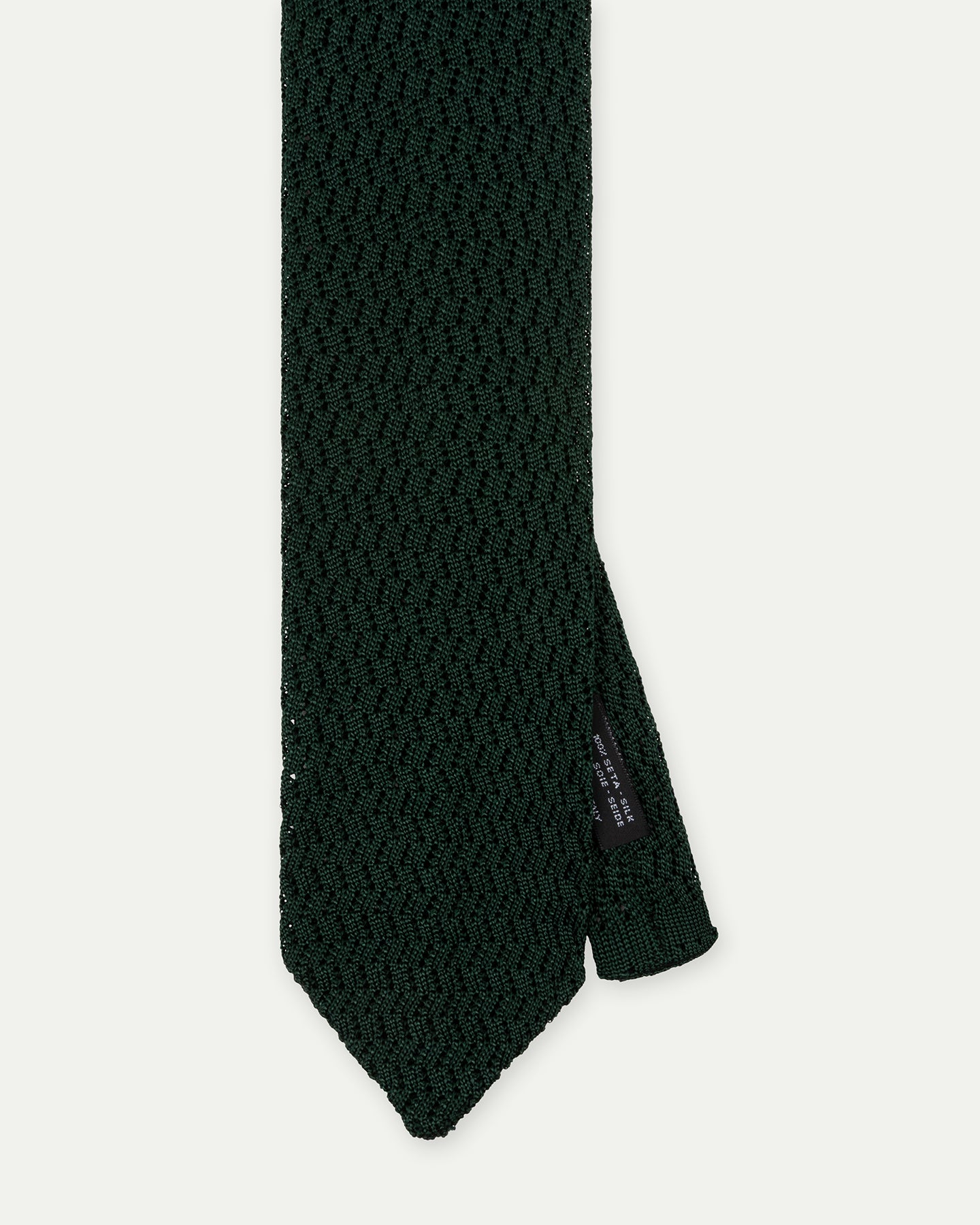 Dark Green Zigzag Knitted Silk Tie