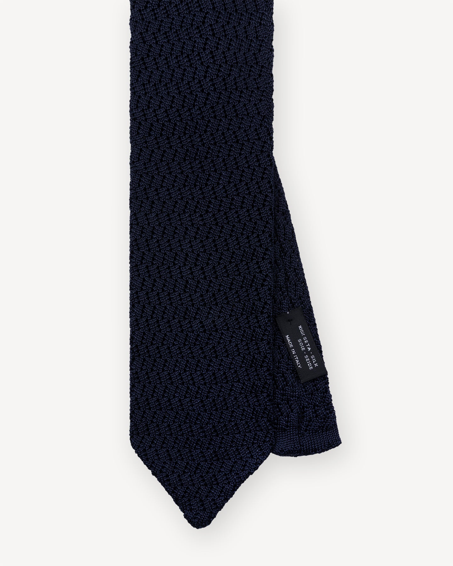 Navy Zigzag Knitted Silk Tie