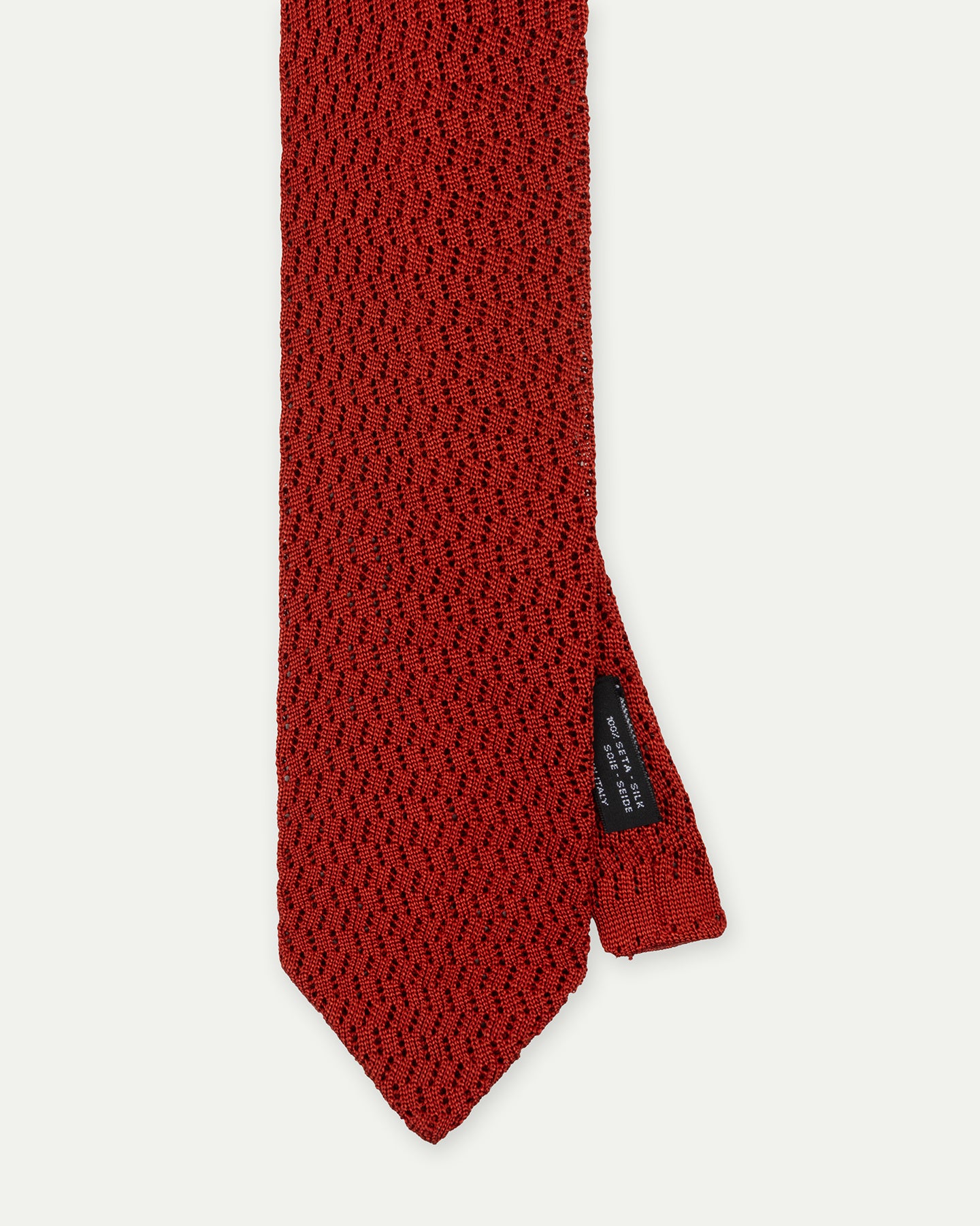 Rust Zigzag Knitted Silk Tie