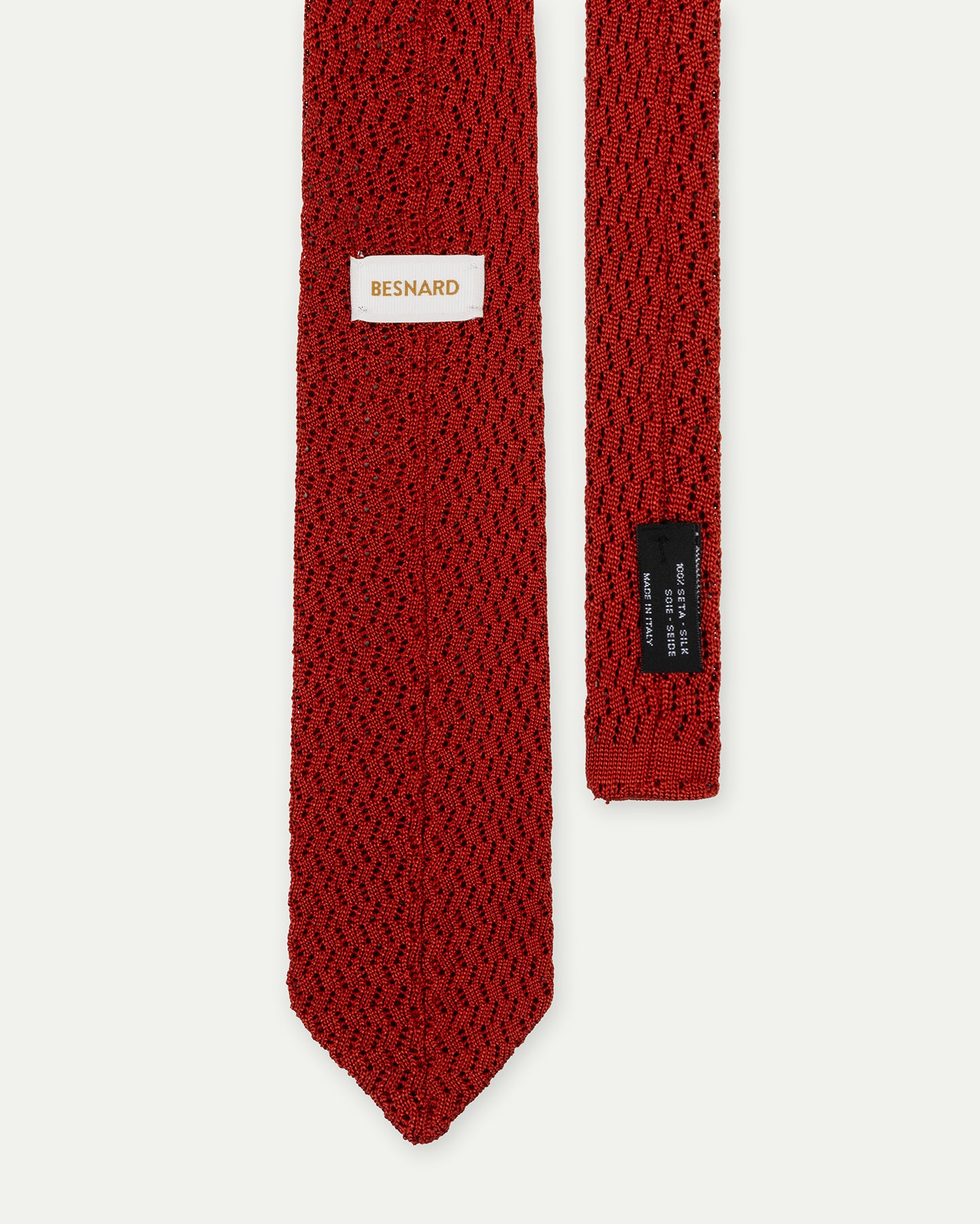 Rust Zigzag Knitted Silk Tie