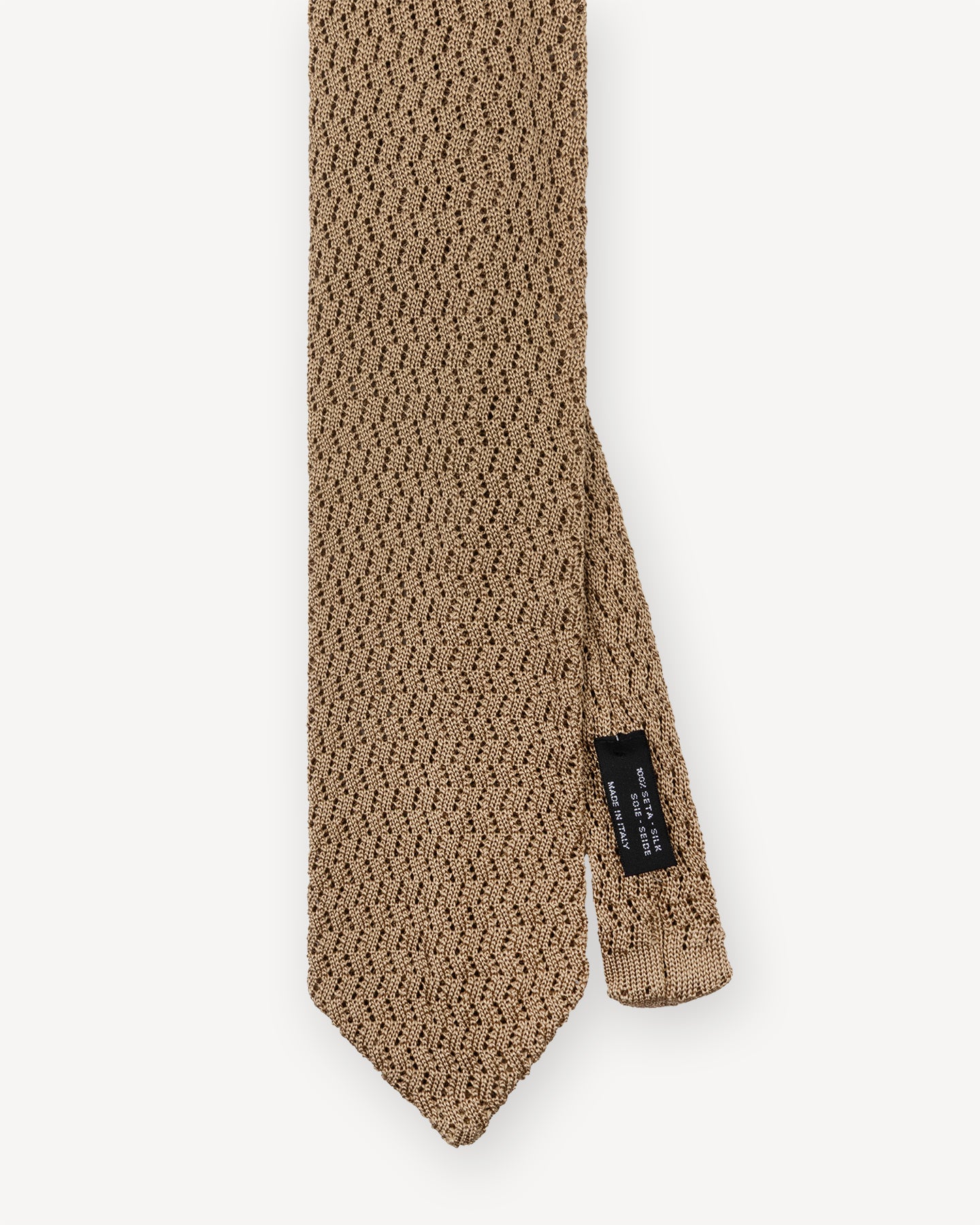 Taupe Zigzag Knitted Silk Tie