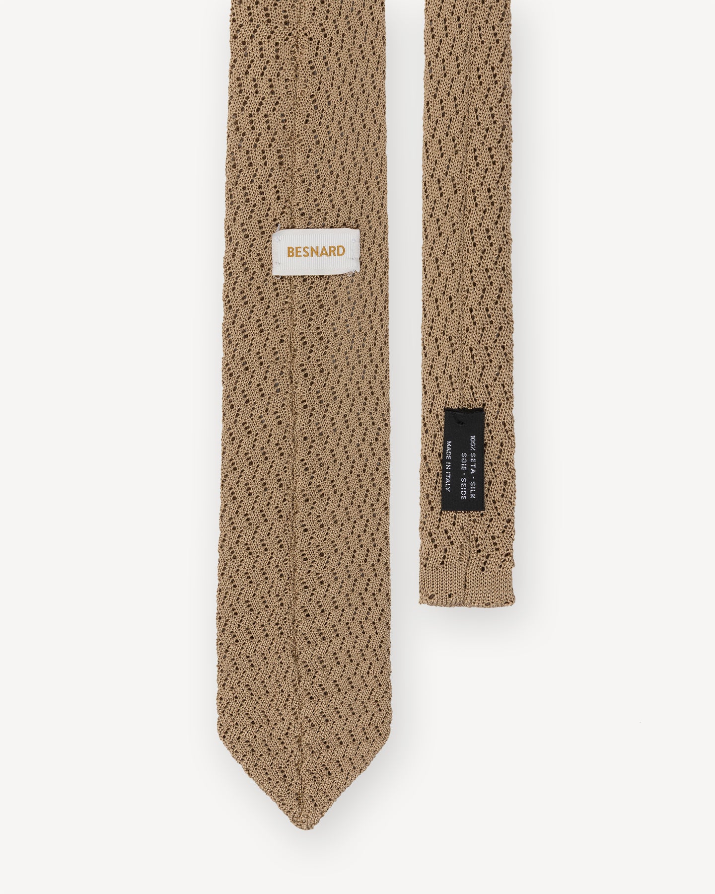 Taupe Zigzag Knitted Silk Tie | Made in Italy | Besnard