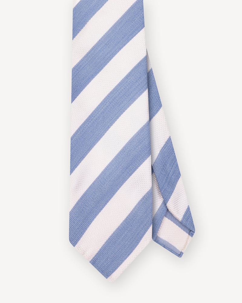 Light Blue and White Stripe Silk Tie