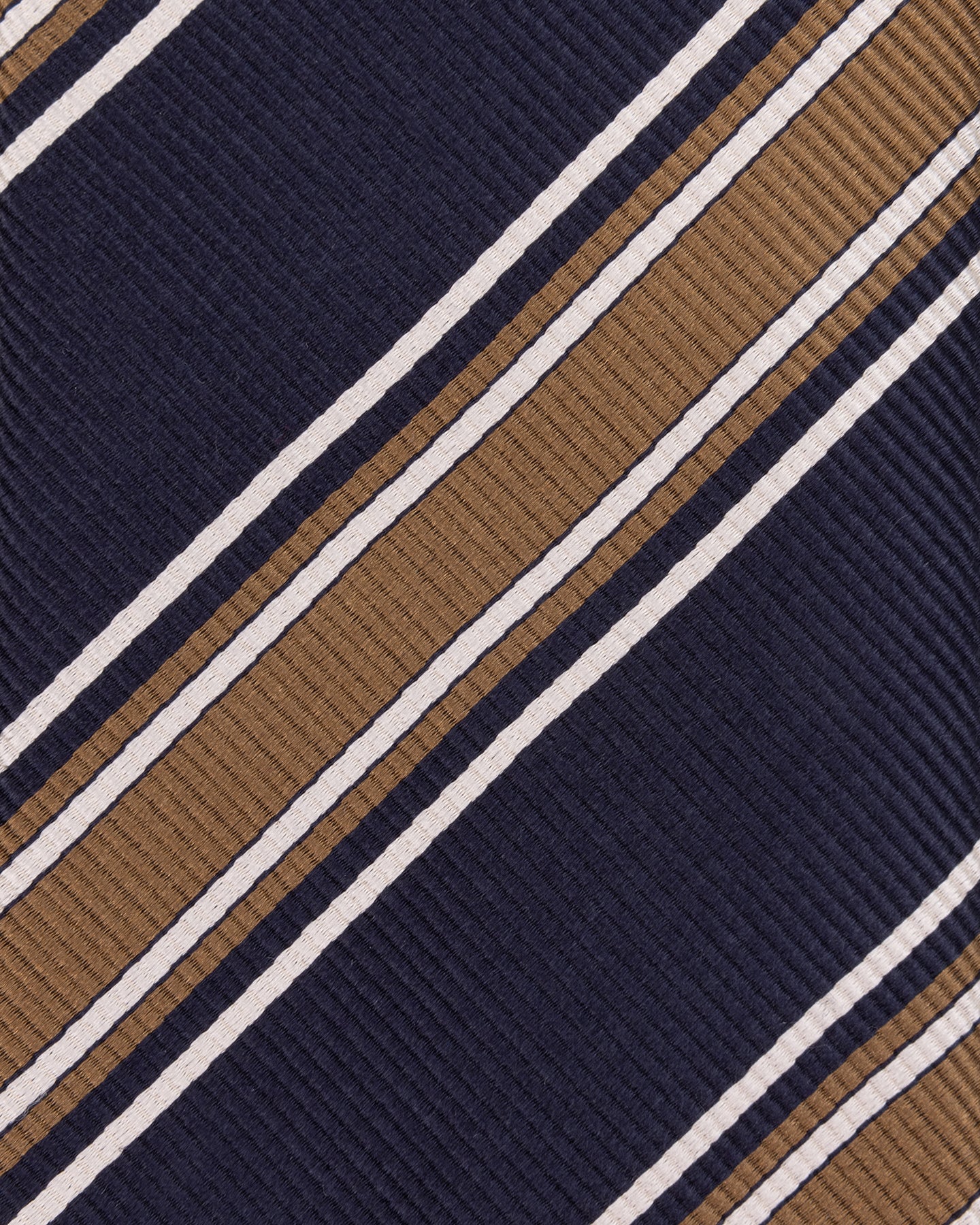 Navy Brown Regimental Stripe Silk Cotton Tie