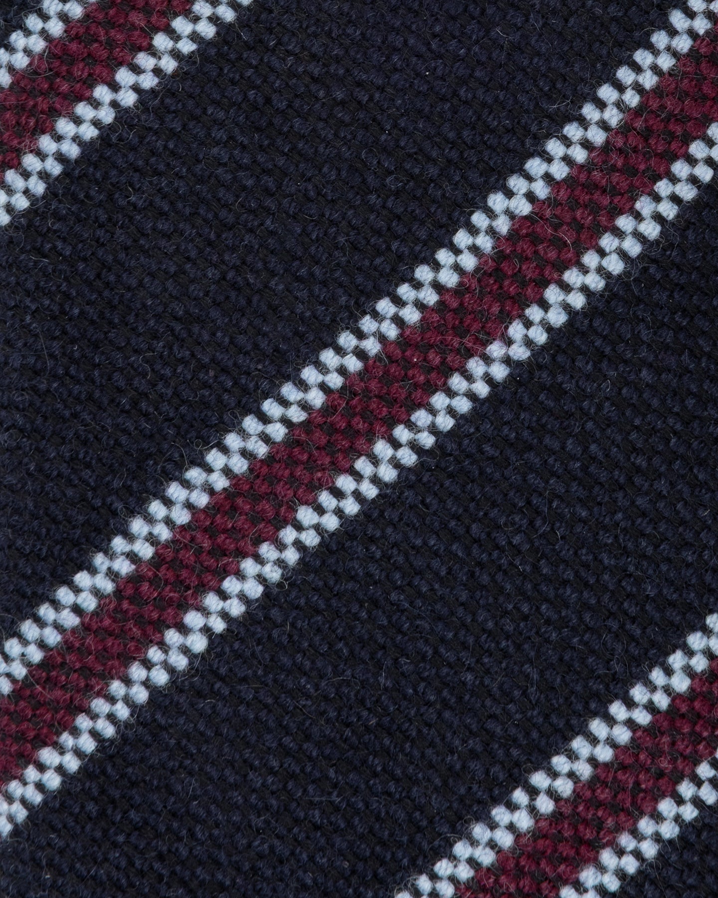 Navy Burgundy Stripe Cashmere Wool Tie