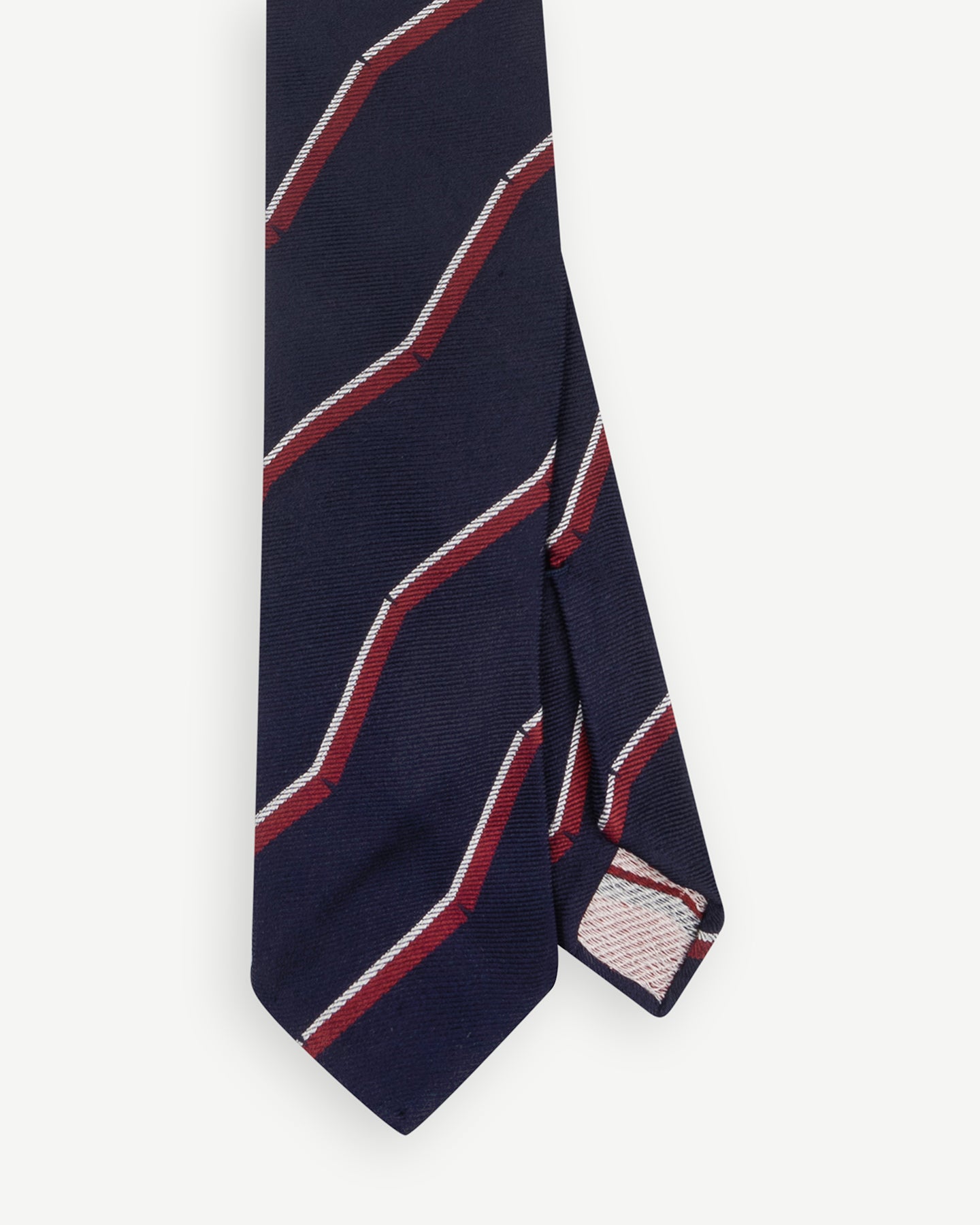 Navy Red and White Broken Regimental Stripe Tie