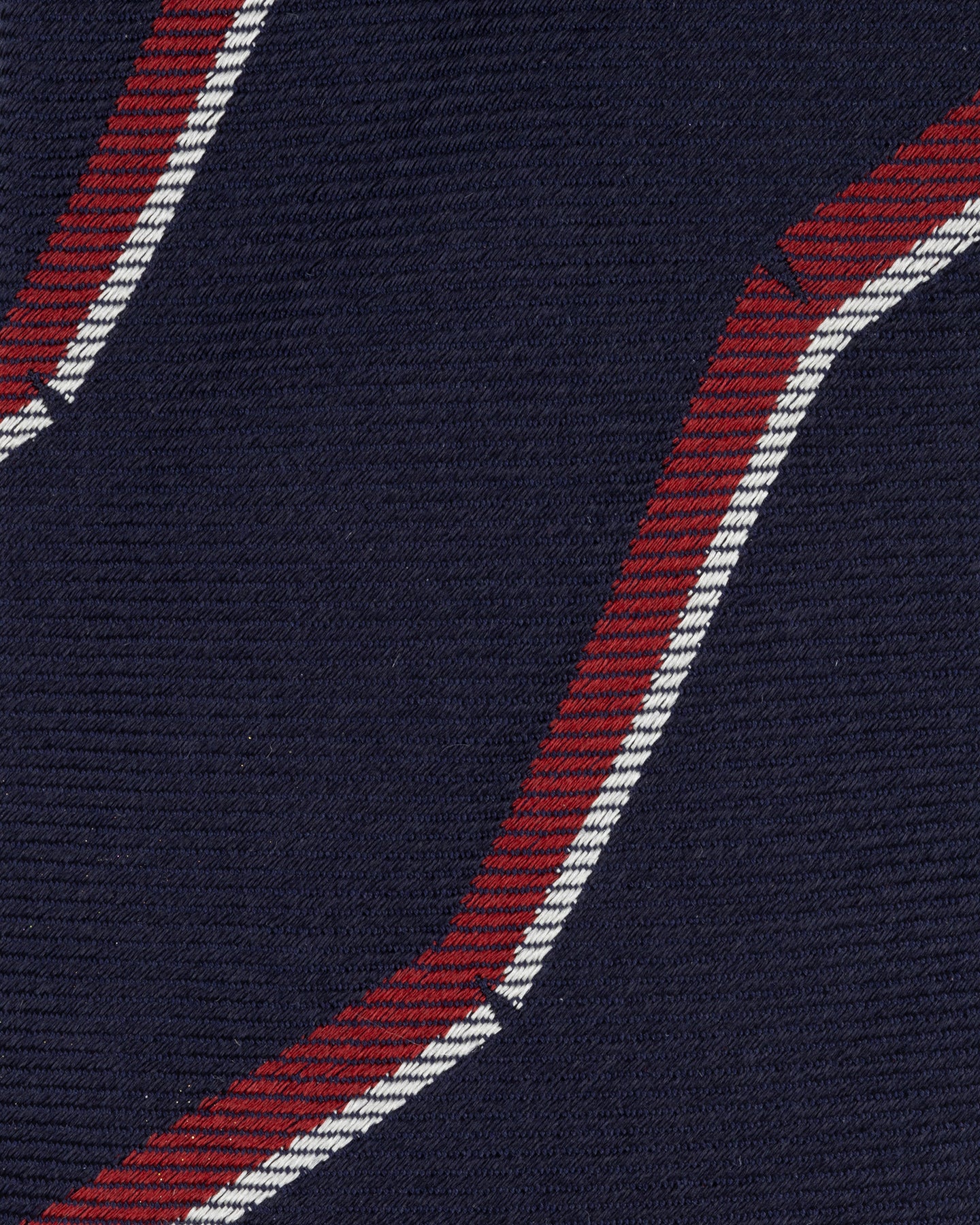 Navy Red and White Broken Stripe Silk