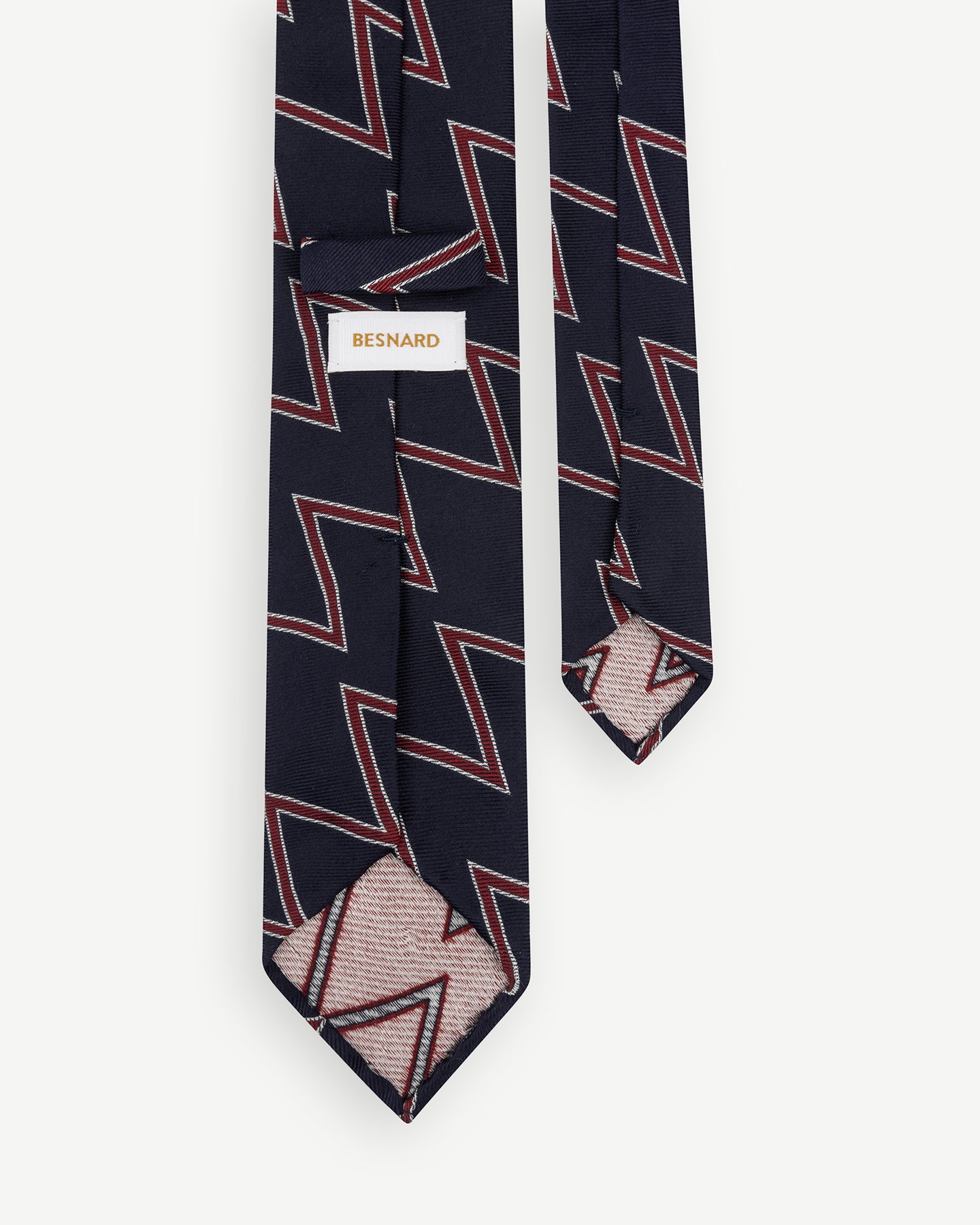 Navy Red and White Royal Artillery Regimental Tie with hand-rolled edges