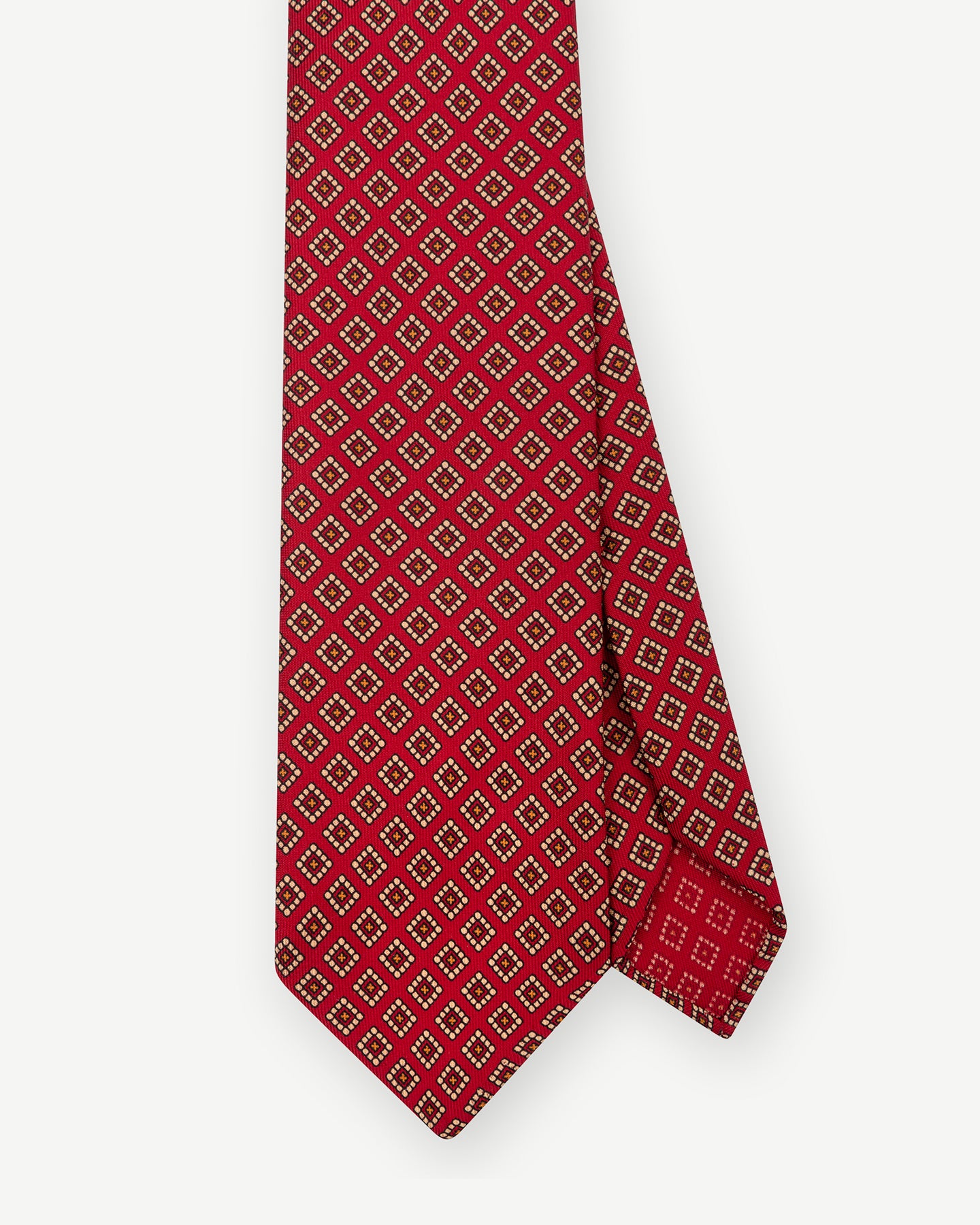 Red Ancient Madder tie with small medallion pattern