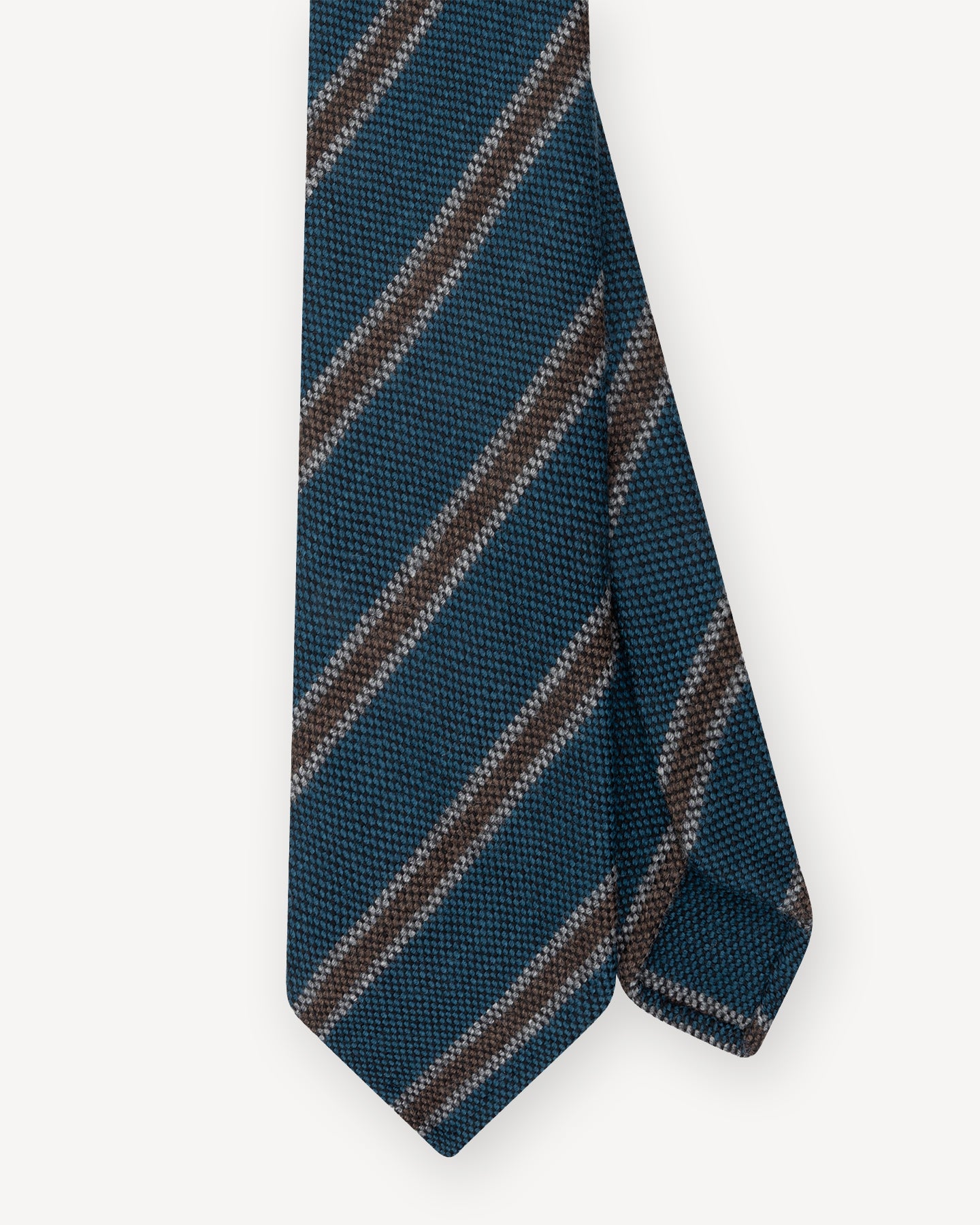 Teal Brown Stripe Cashmere Wool Tie